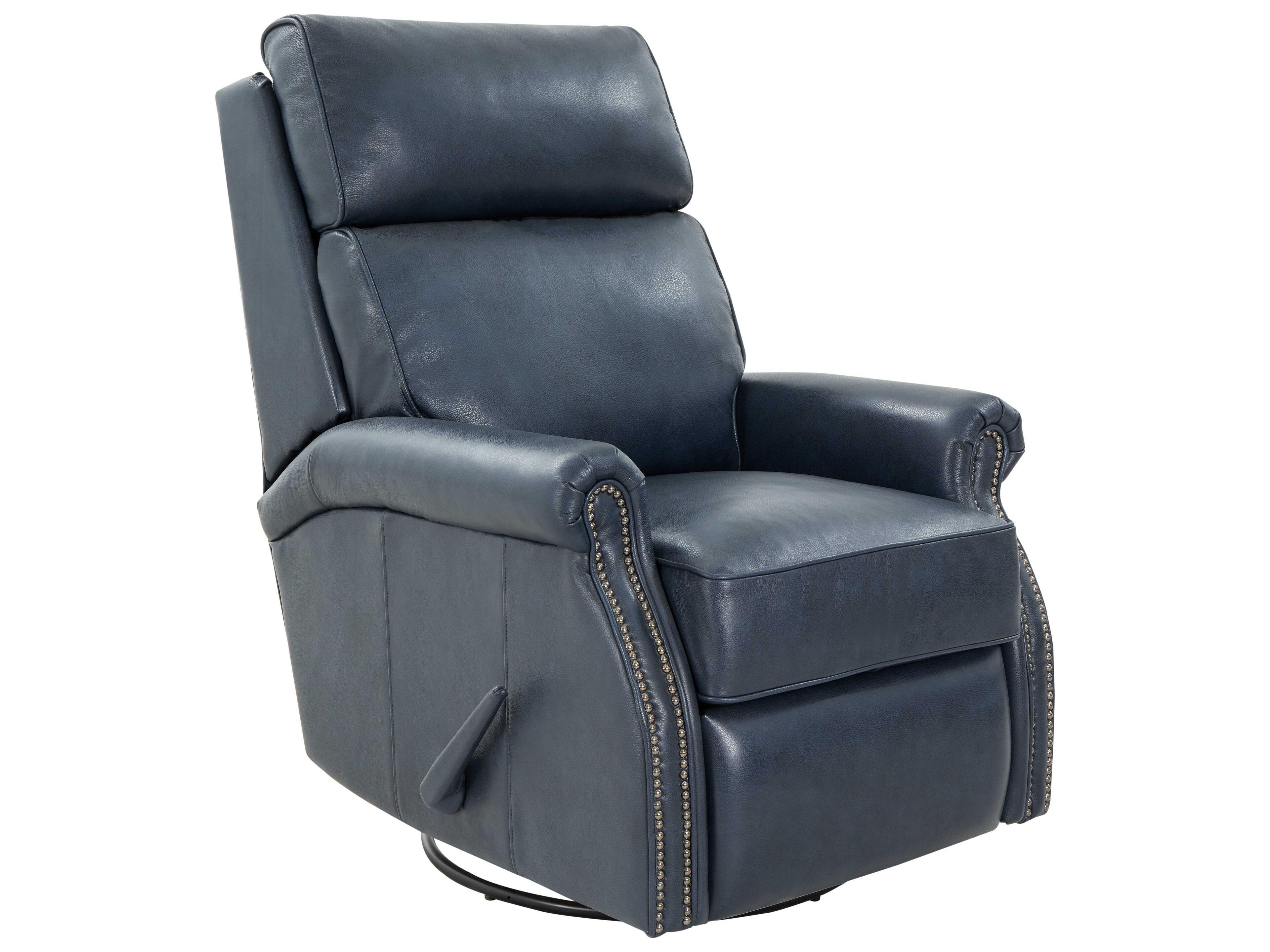 Barcalounger Vintage Crews Barone Navy Blue Leather Recliner