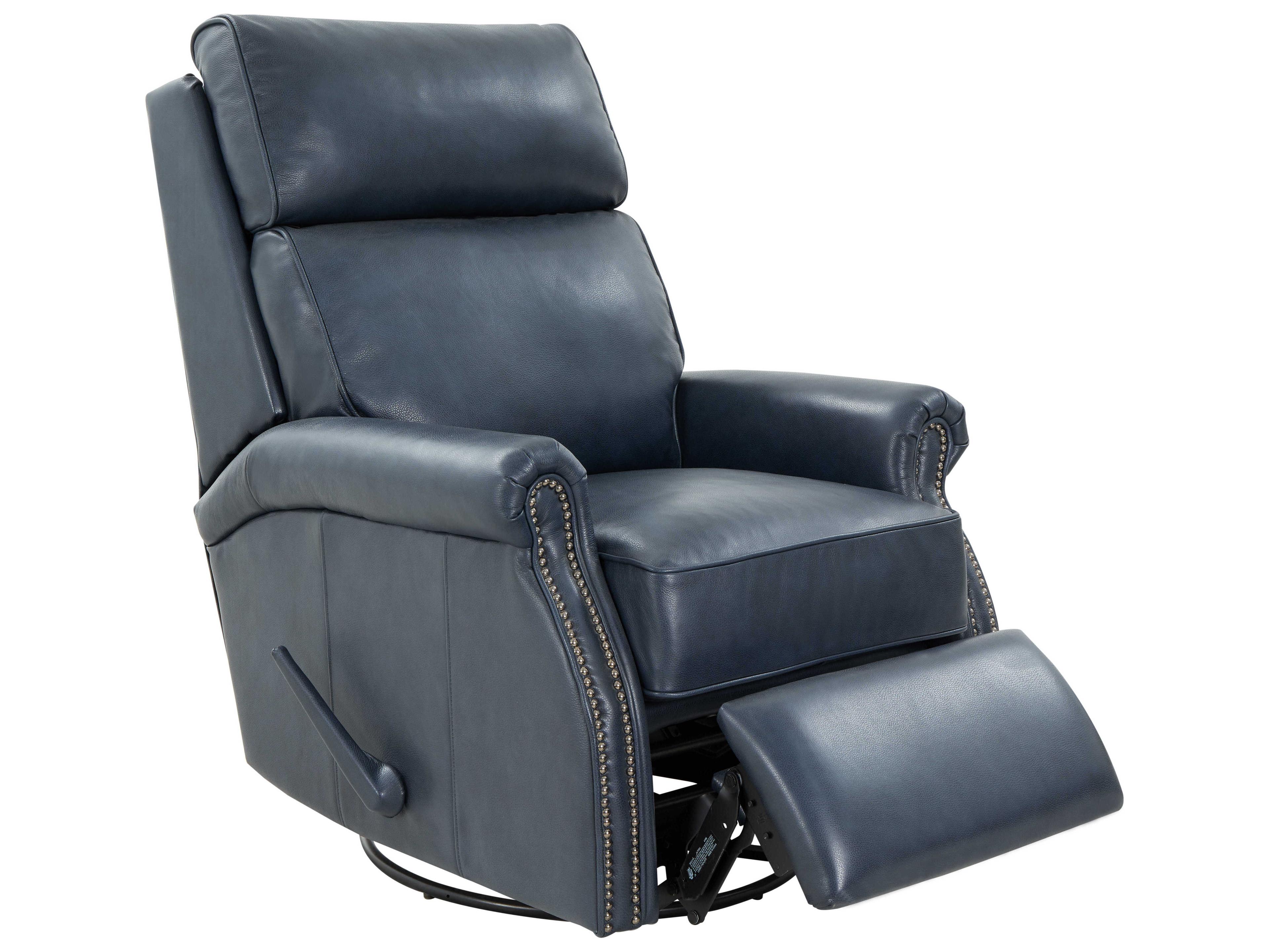 Barcalounger Vintage Crews Barone Navy Blue Leather Recliner