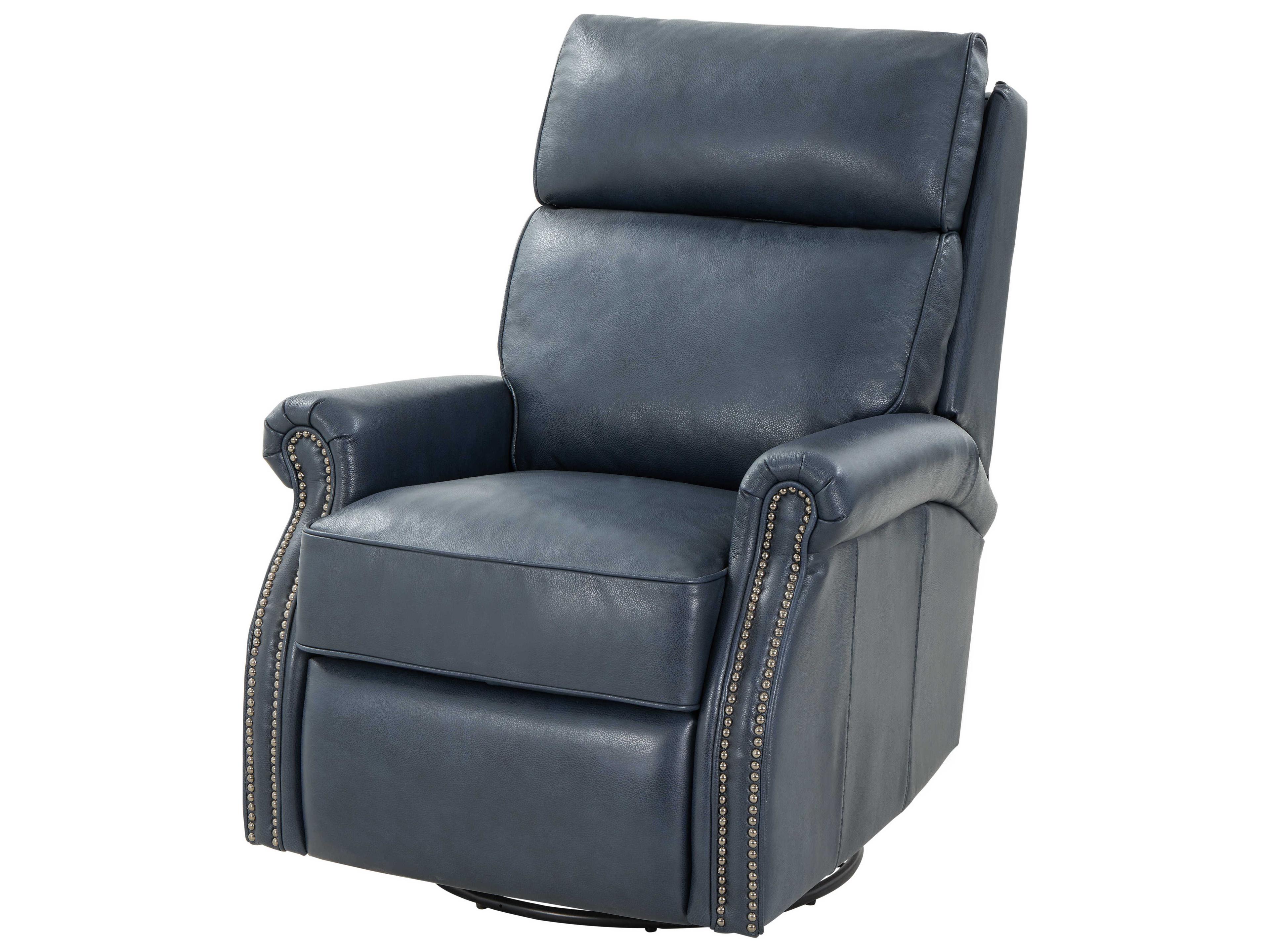 Barcalounger Vintage Crews Barone Navy Blue Leather Recliner