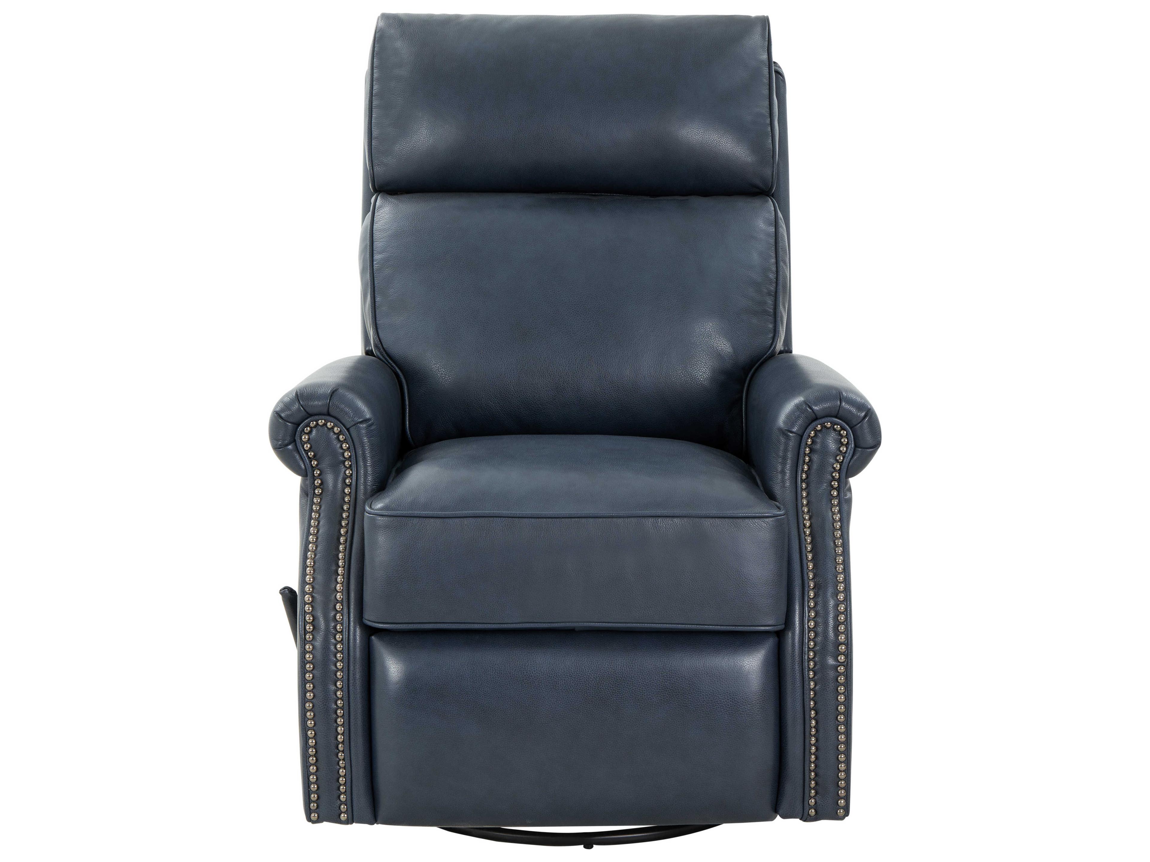 Barcalounger Vintage Crews Barone Navy Blue Leather Recliner