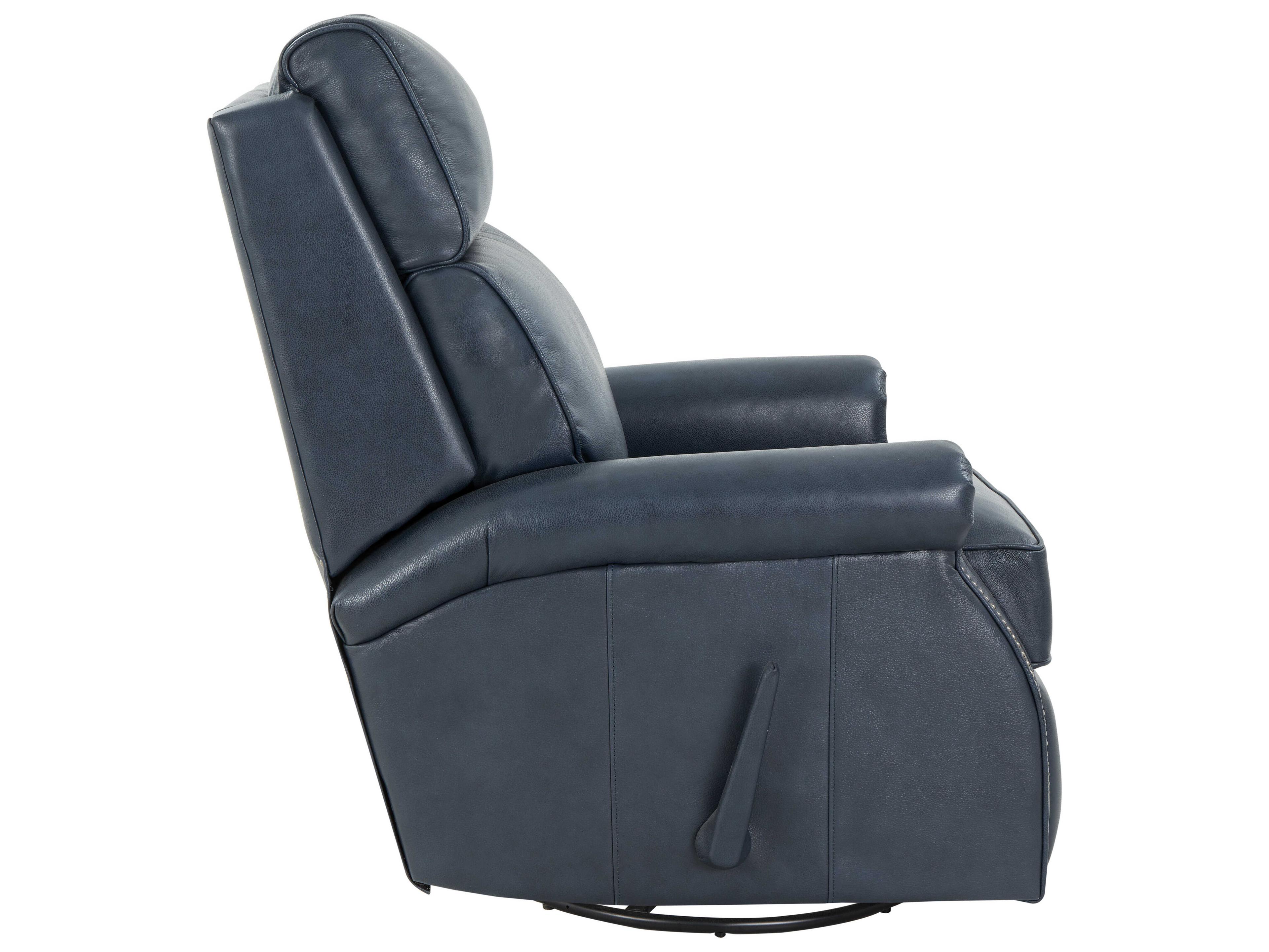 Barcalounger Vintage Crews Barone Navy Blue Leather Recliner
