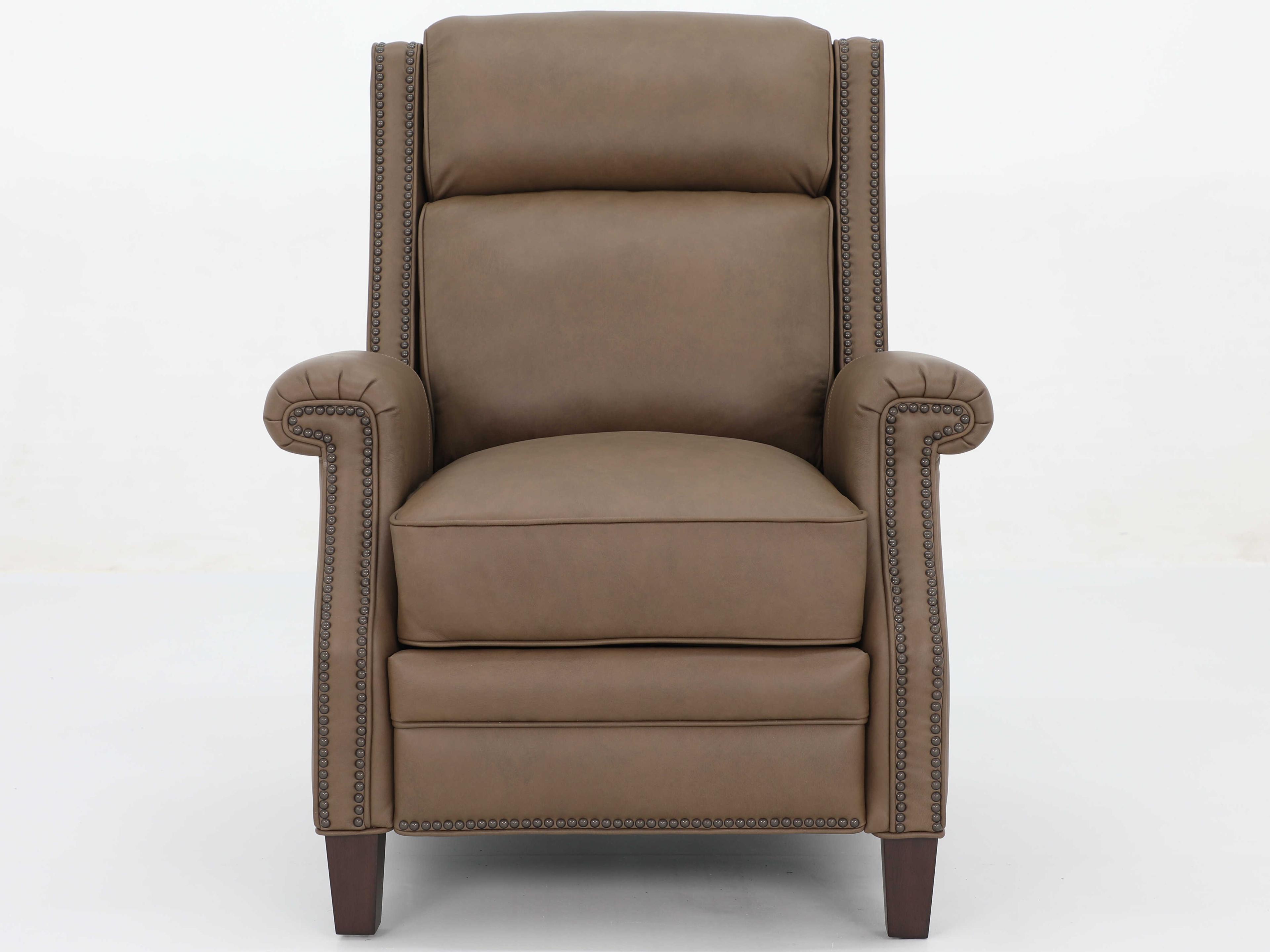 Barcalounger Vintage Barrett Cashmere Taupe Brown Leather Recliner