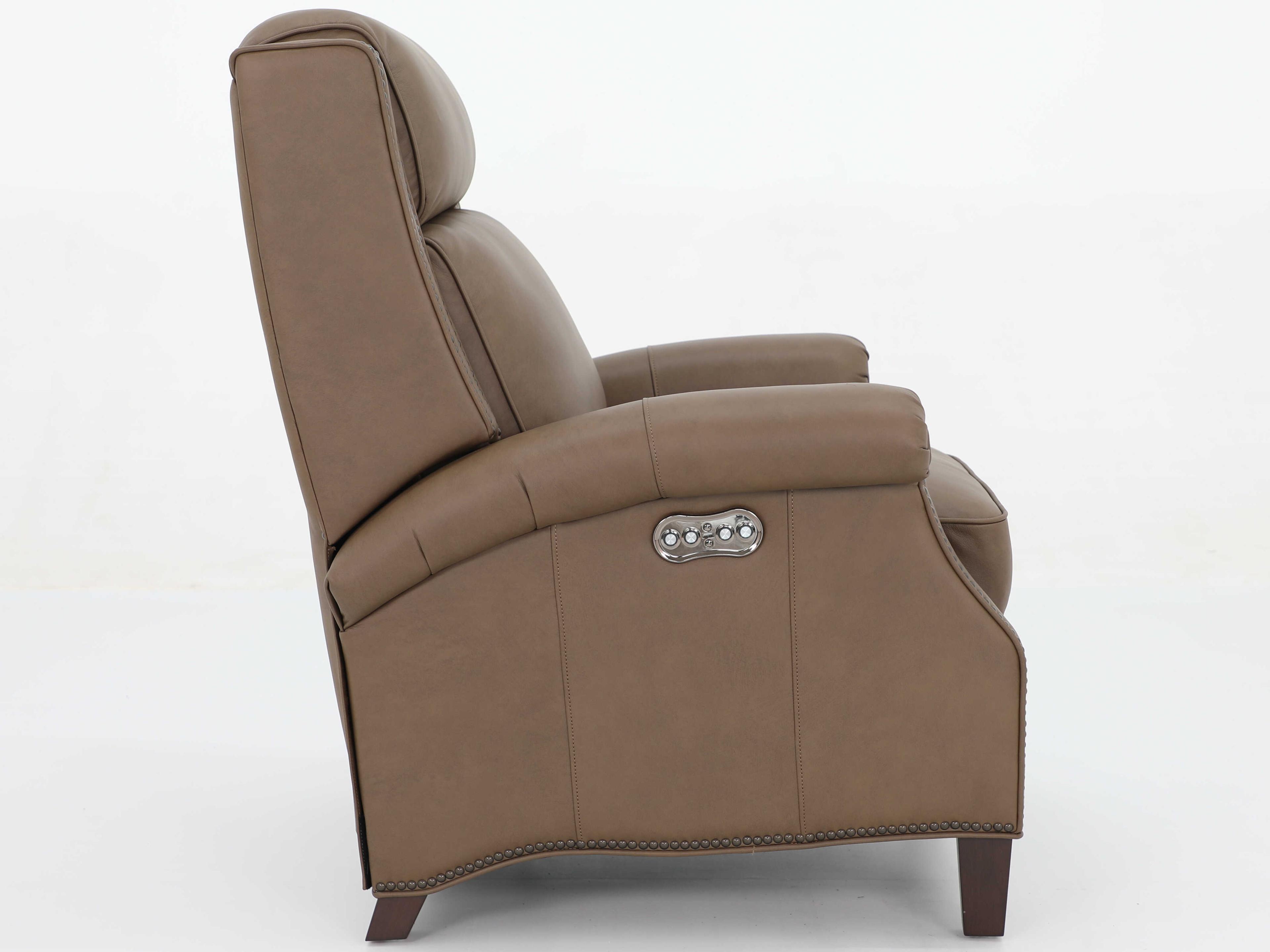 Barcalounger Vintage Barrett Cashmere Taupe Brown Leather Recliner