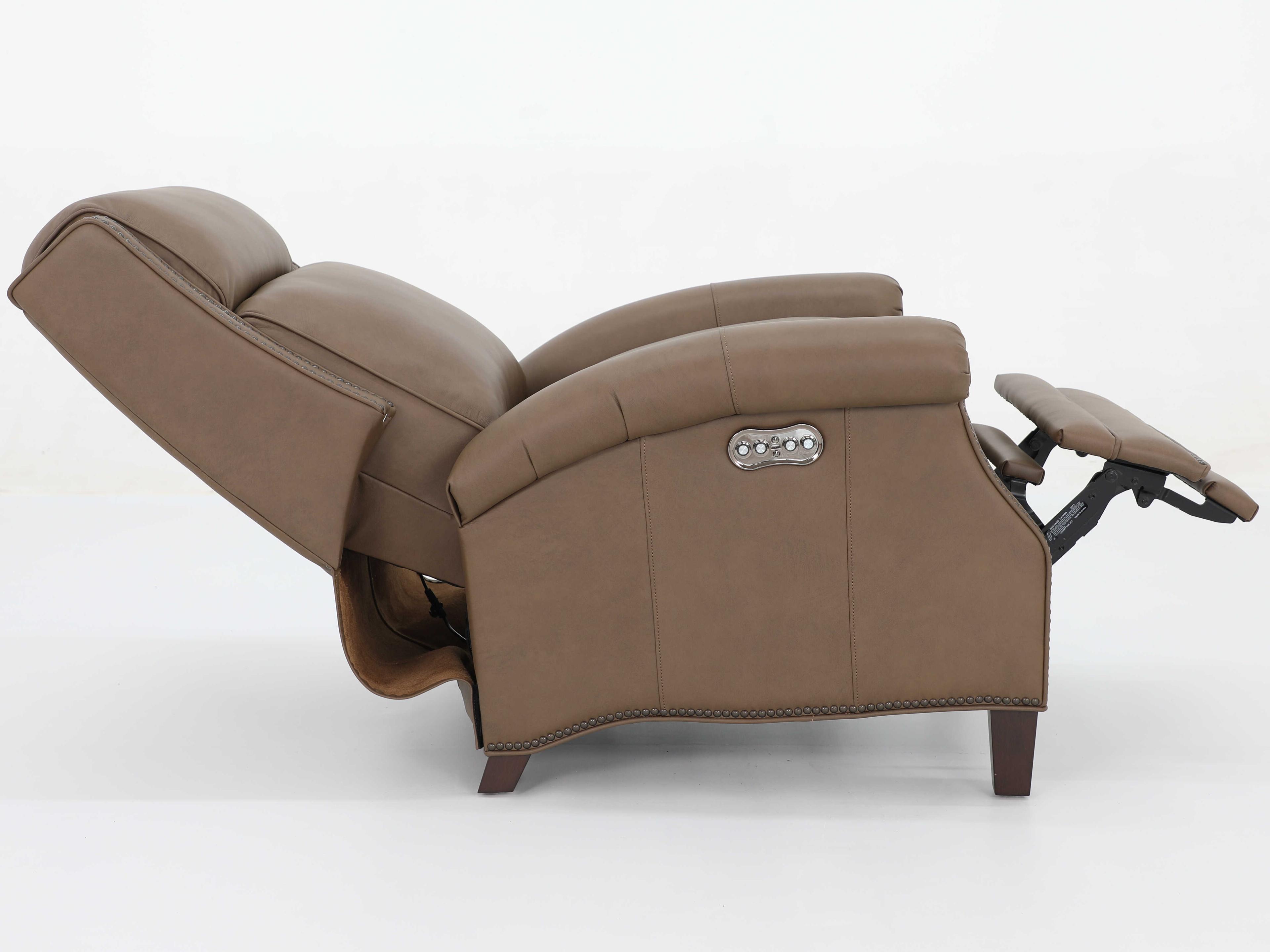 Barcalounger Vintage Barrett Cashmere Taupe Brown Leather Recliner