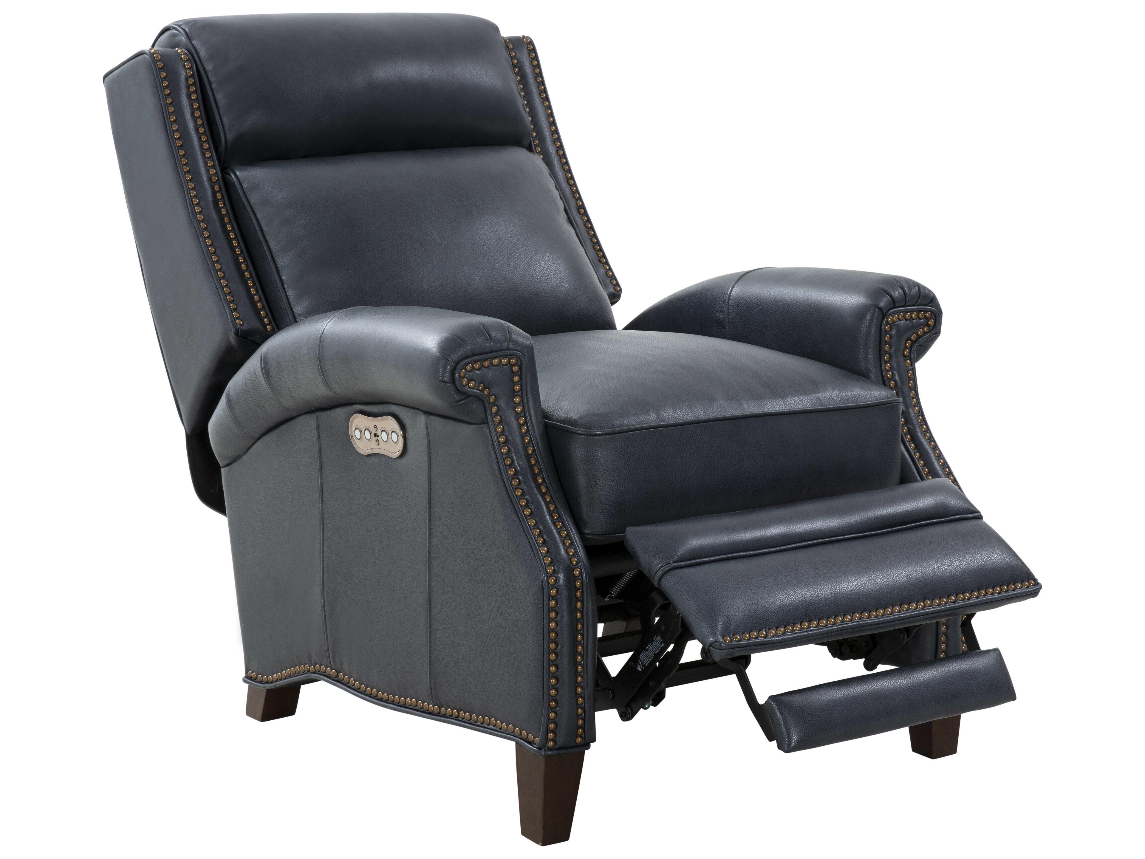 Barcalounger Vintage Barrett Barone Navy Blue Leather Recliner