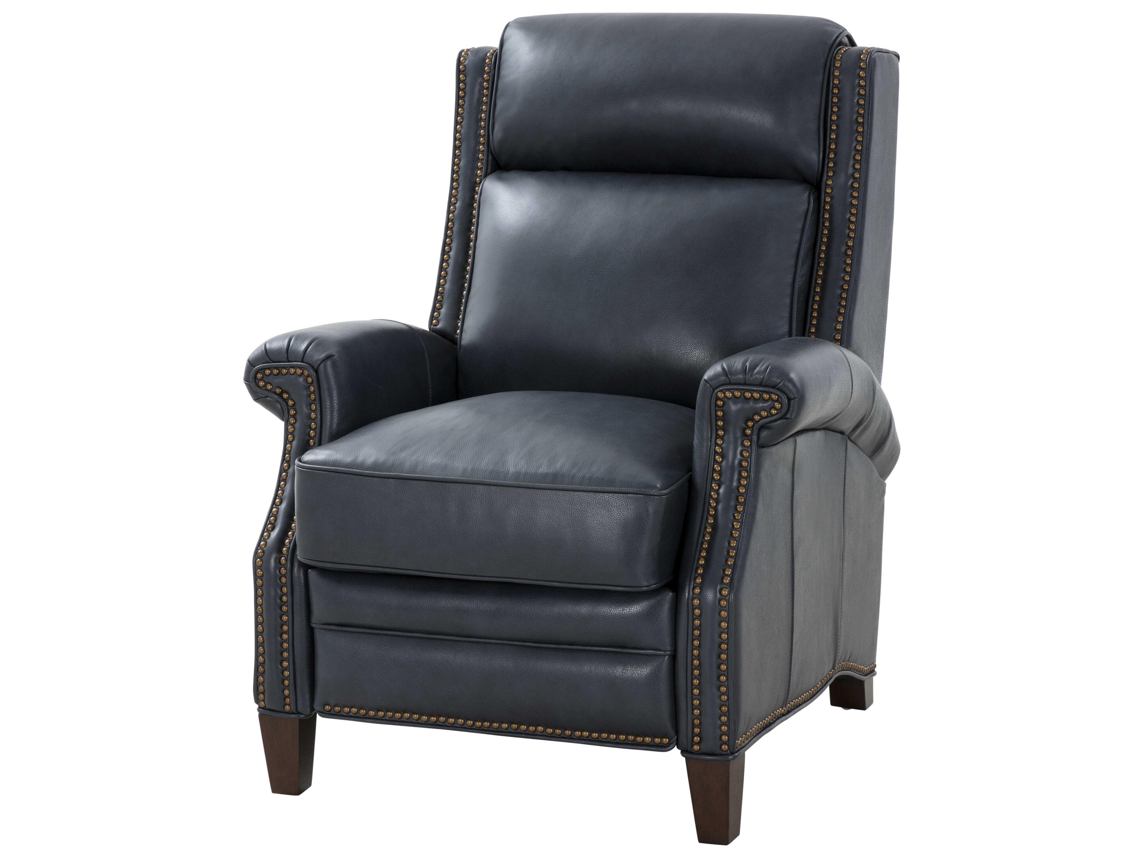 Barcalounger Vintage Barrett Barone Navy Blue Leather Recliner