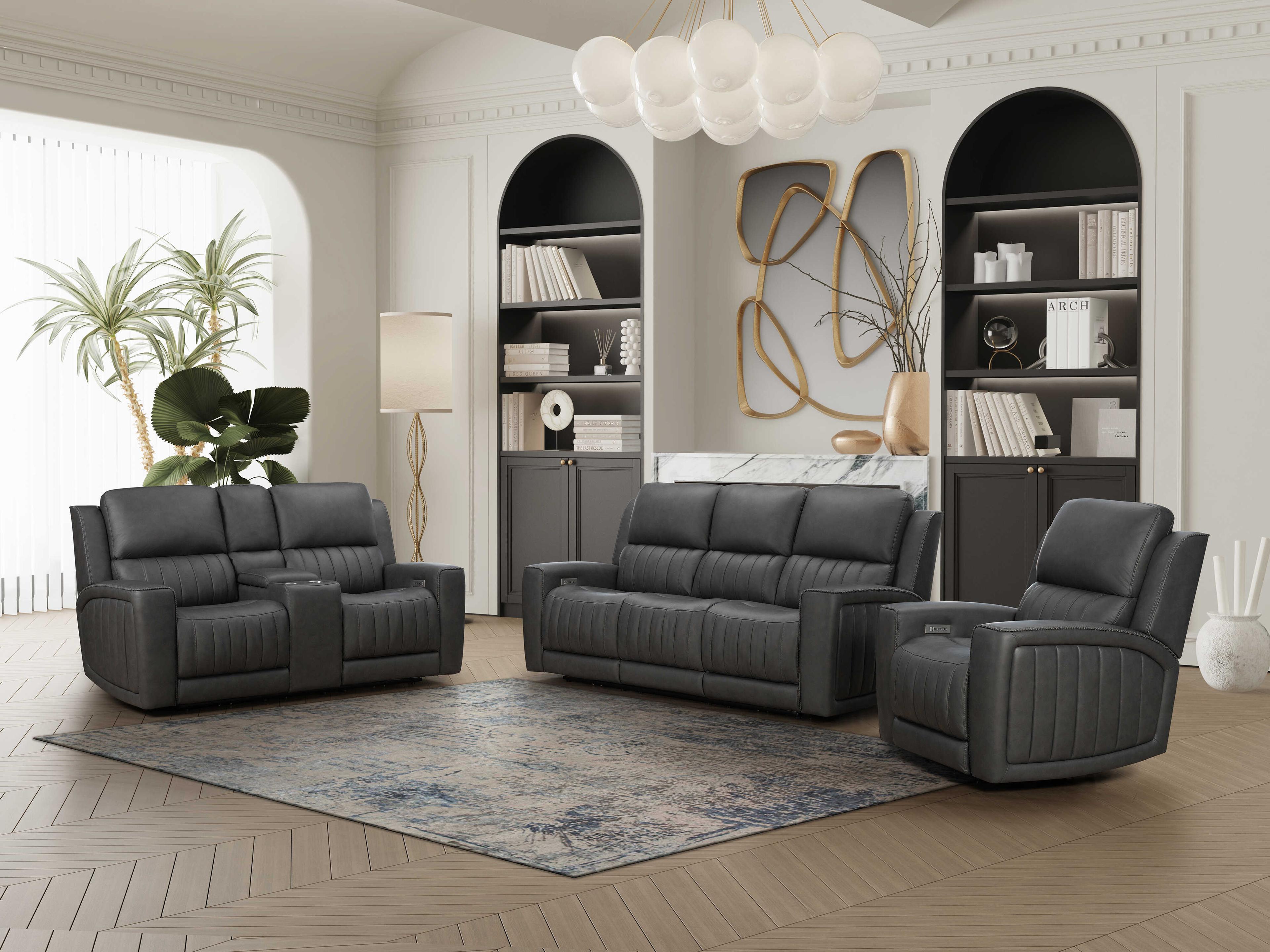 Barcalounger Zero Gravity Pierce Homerun Dark Gray Faux Leather Recliner