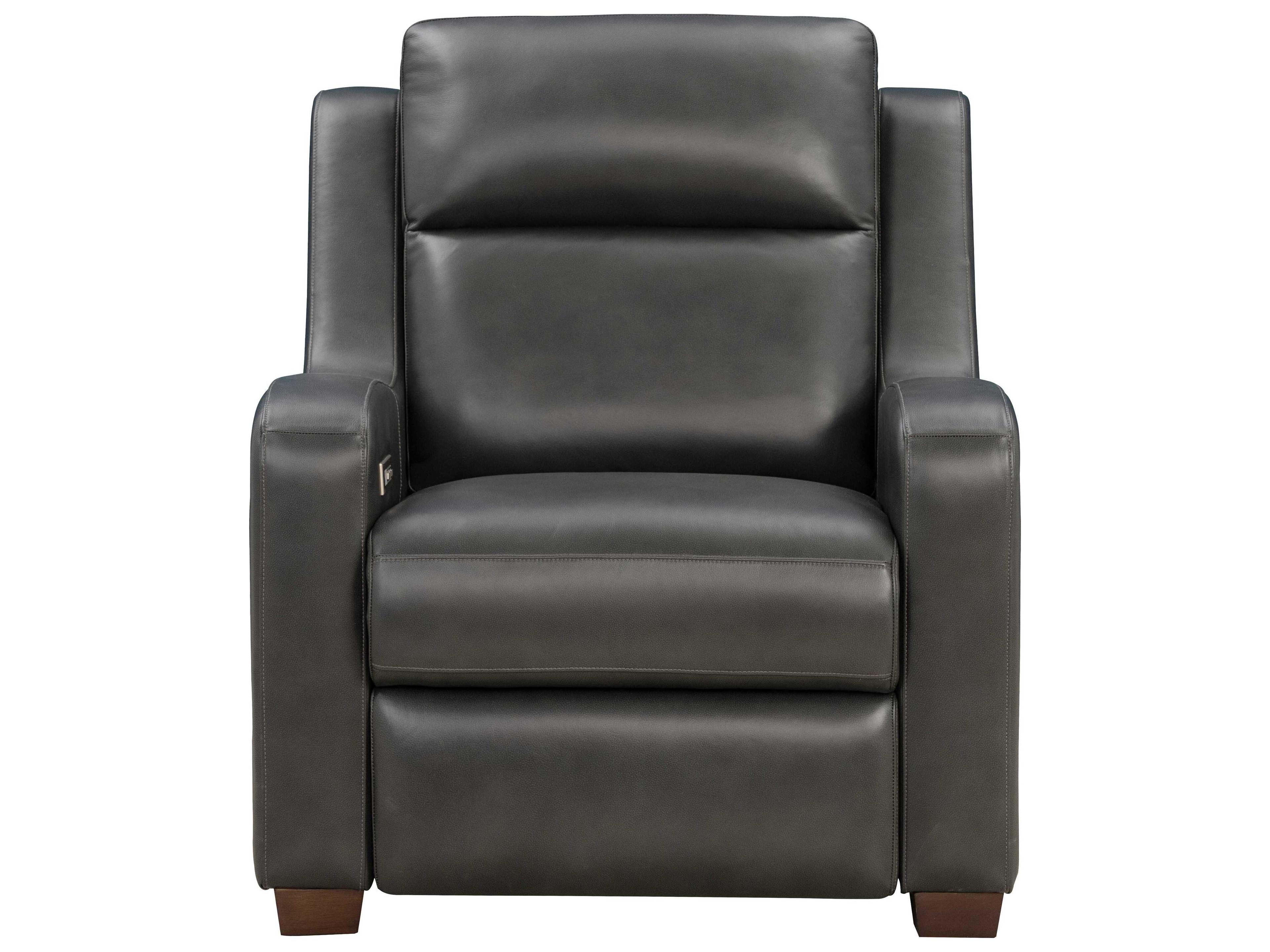 Barcalounger Vintage Ayden Elway Dark Gray Leather Recliner