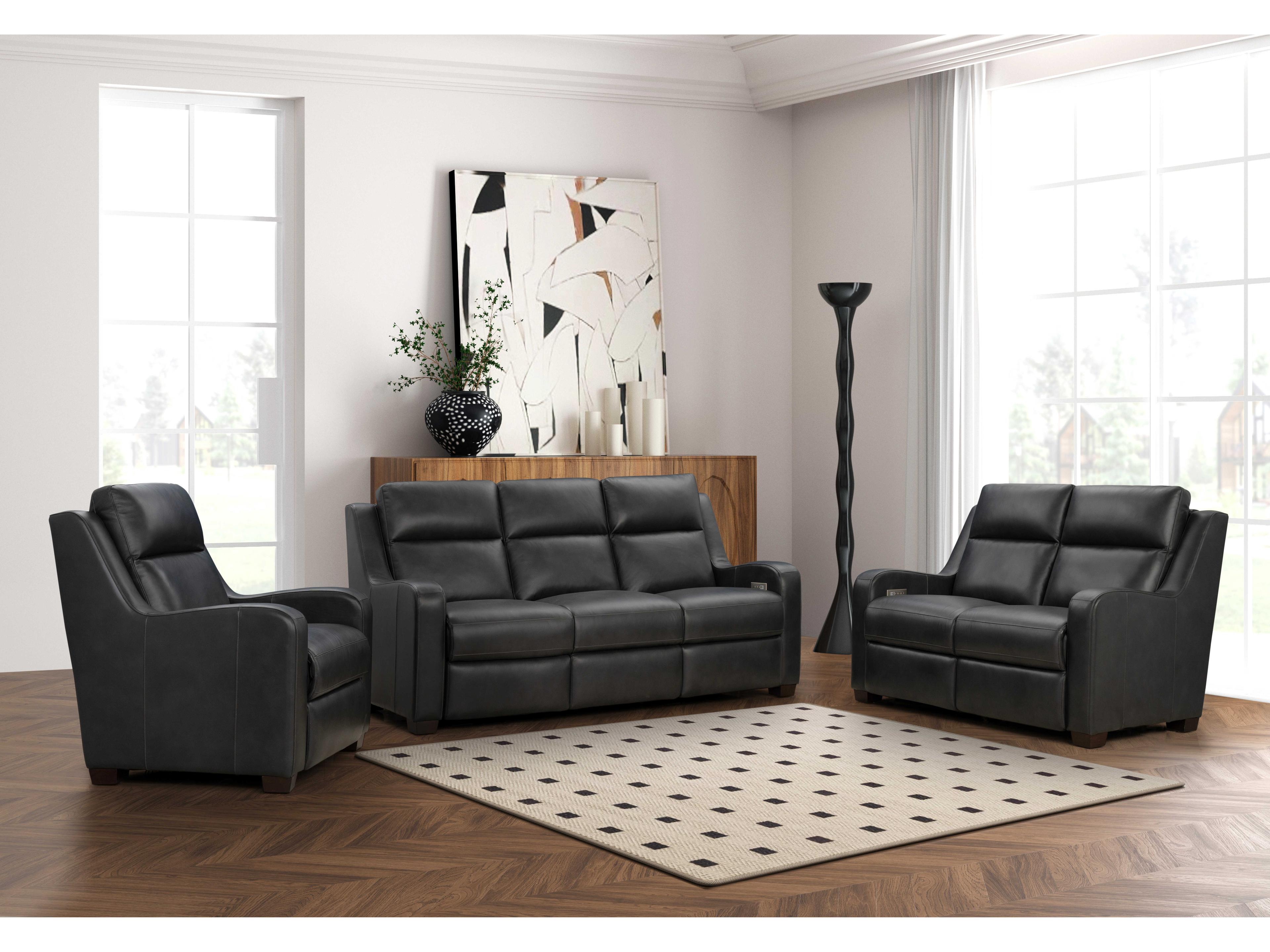 Barcalounger Vintage Ayden Elway Dark Gray Leather Recliner