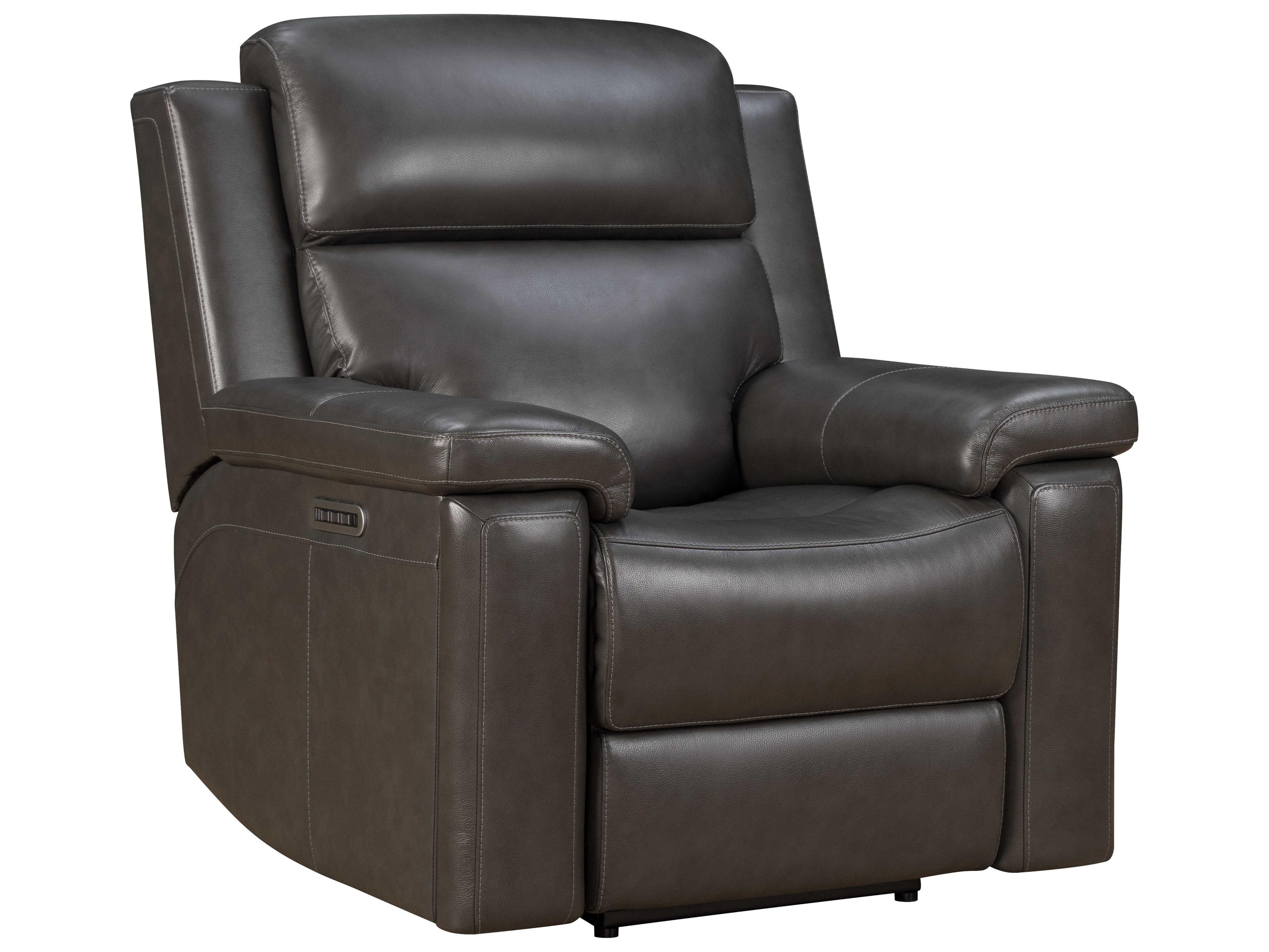 Barcalounger Media Leon Matteo Smokey Gray Faux Leather Recliner