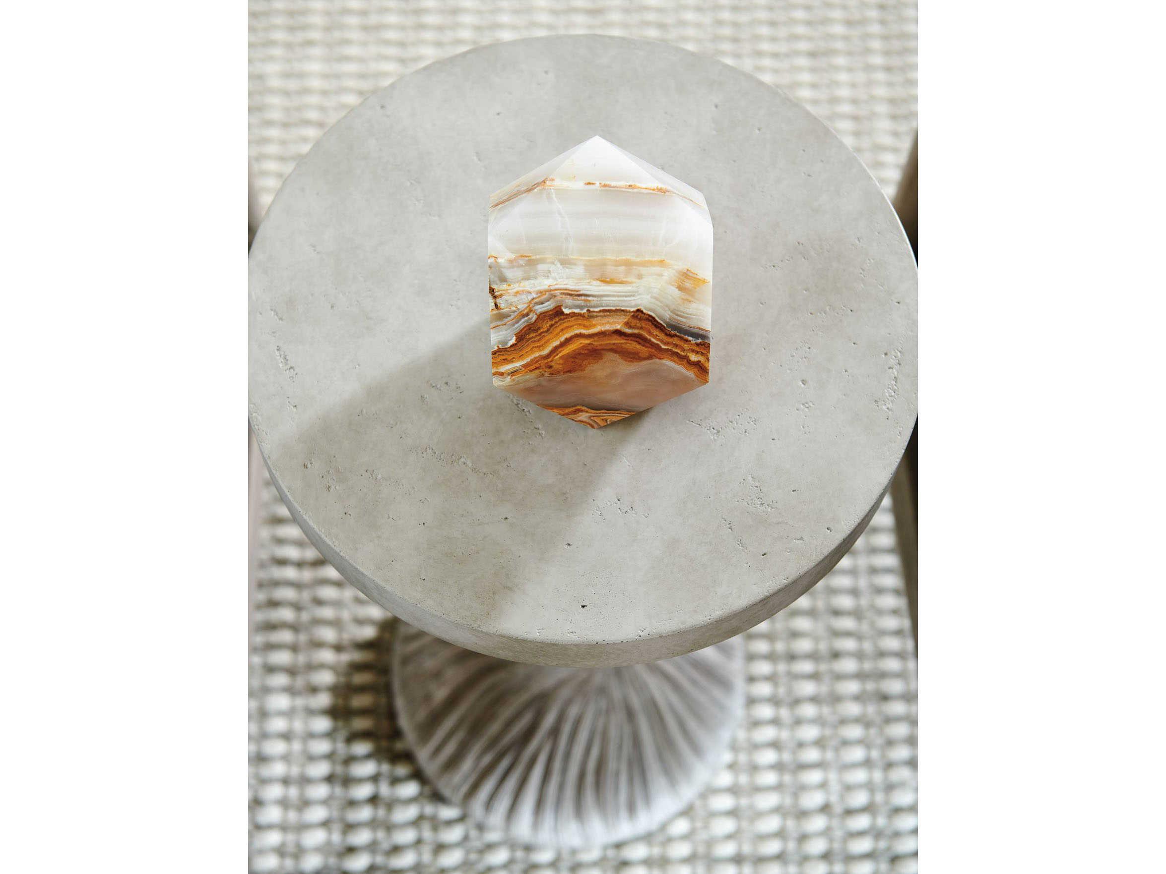 Barclay Butera Malibu Saddle Peak Round Concrete Natural End Table