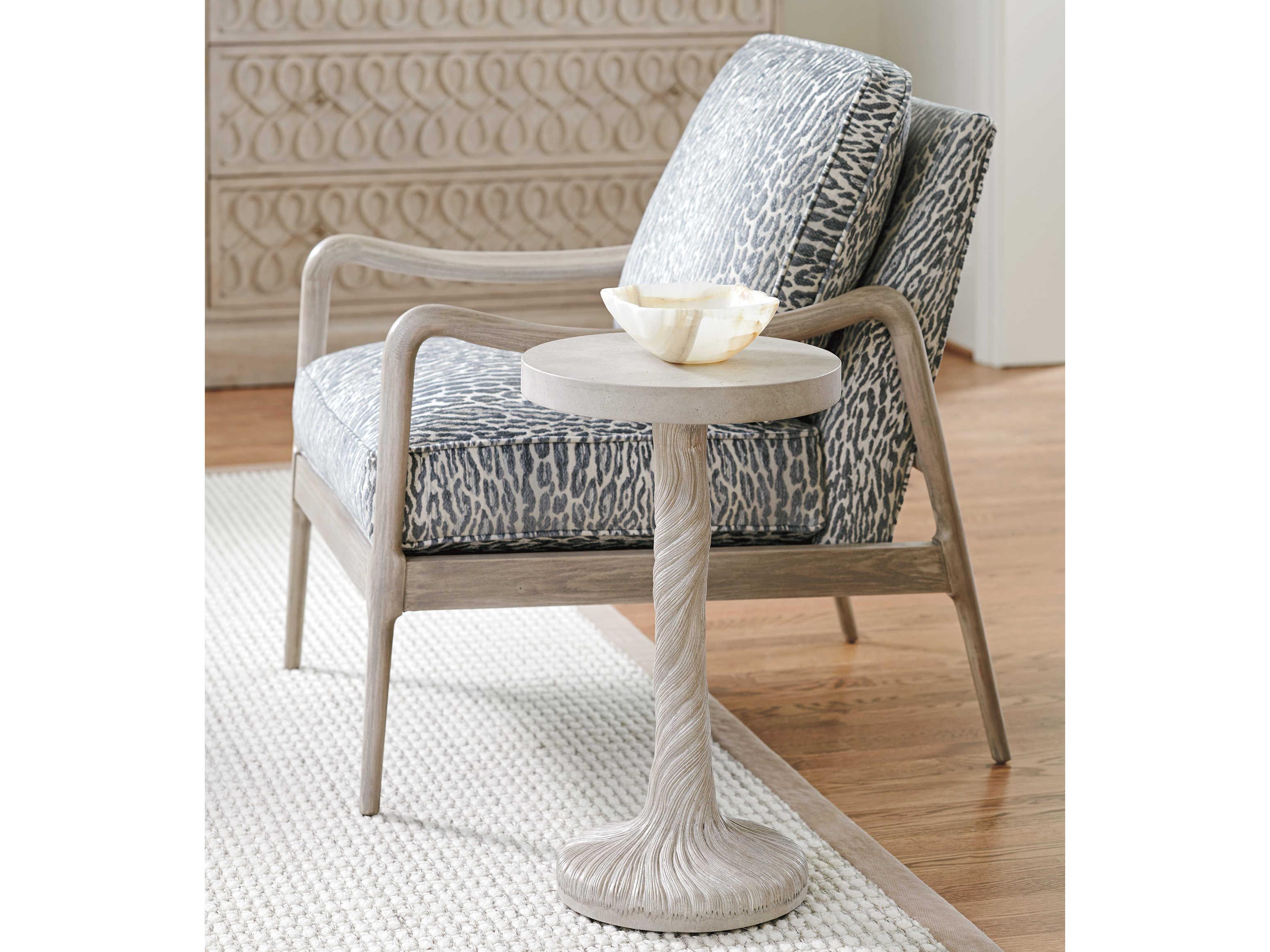 Barclay Butera Malibu Saddle Peak Round Concrete Natural End Table