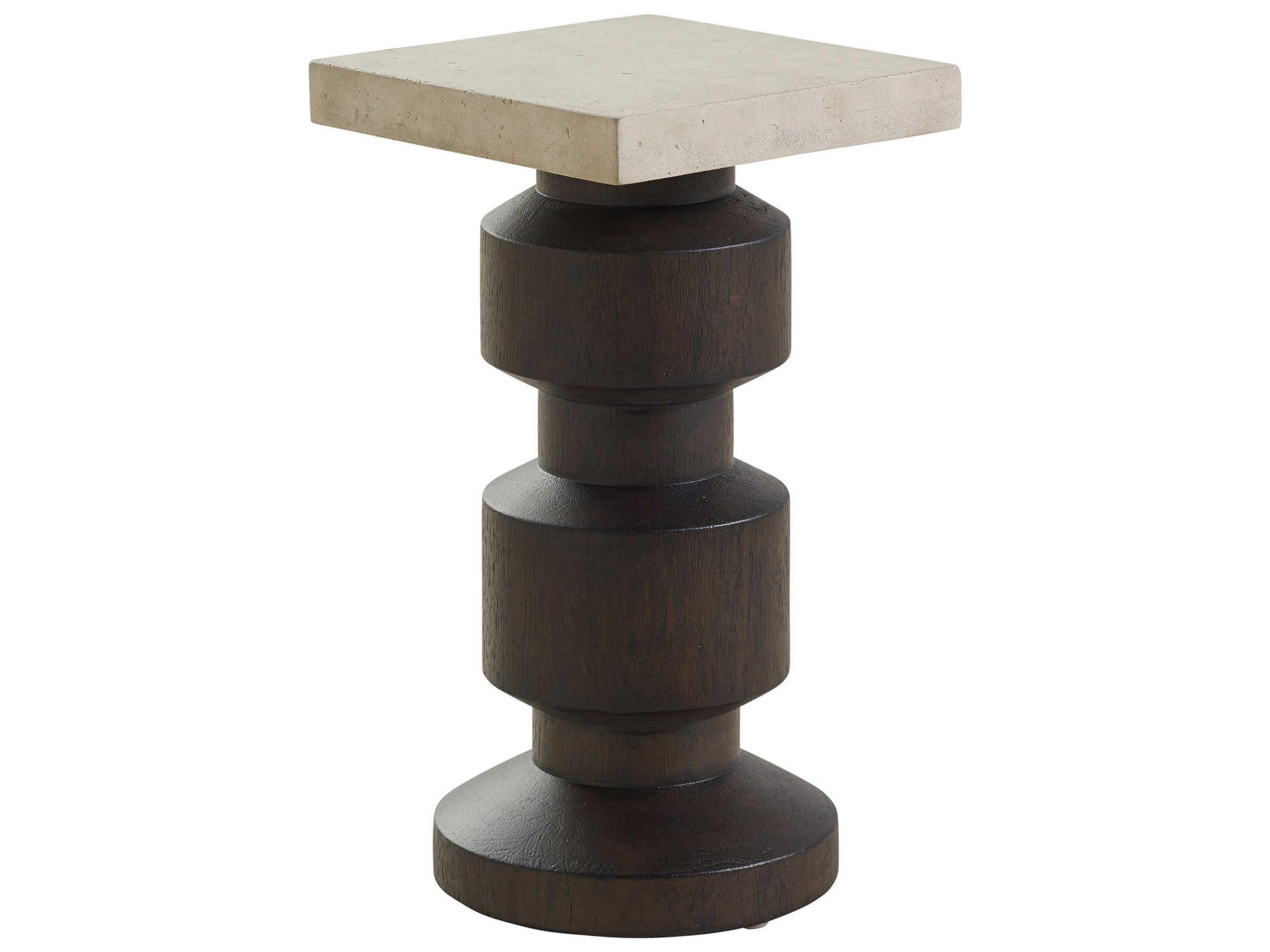 Barclay Butera Malibu Calamigos Square Concrete Espresso Surfwood End Table