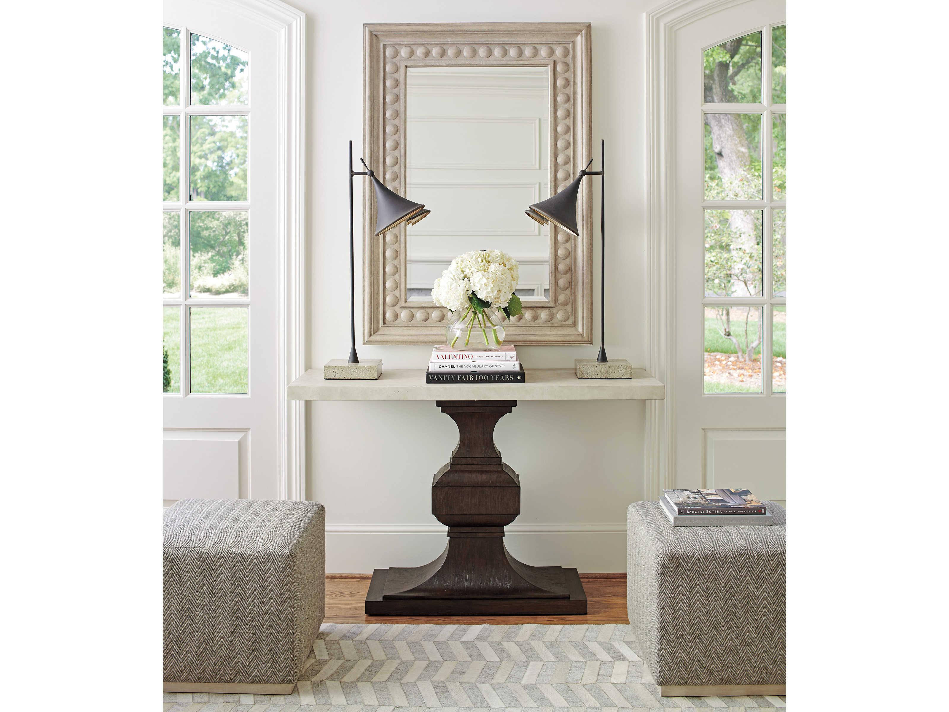 Barclay Butera Malibu Tivoli Rectangular Concrete Espresso Surfwood Console Table