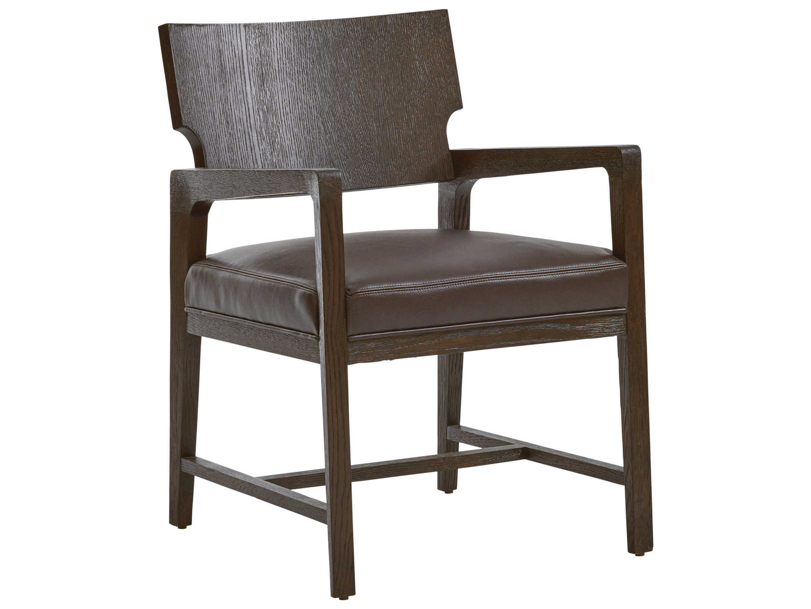 Barclay Butera Park City Highland Leather Brown Upholstered Arm Dining Chair