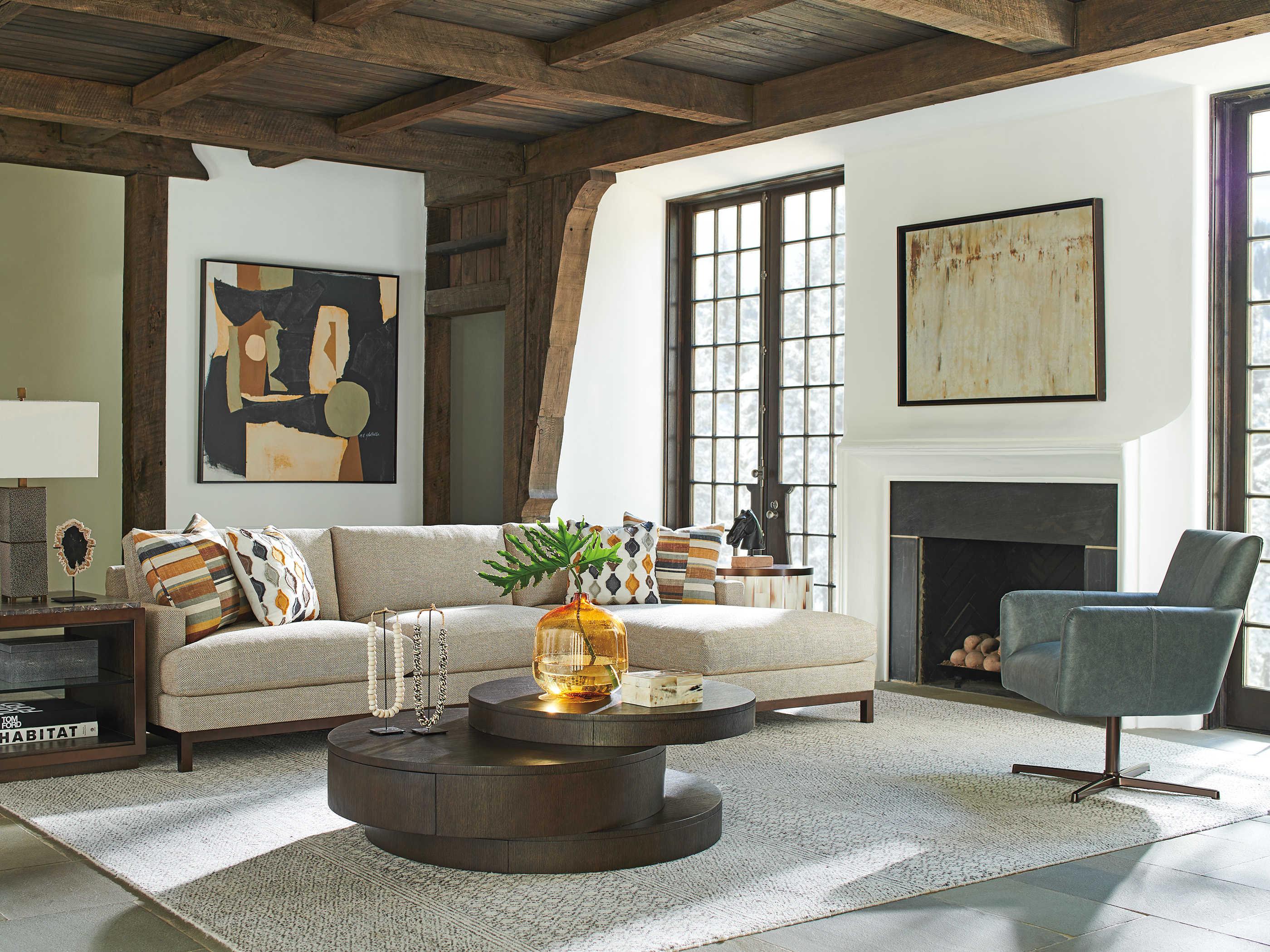 Barclay Butera Park City Mountaineer Round Wood Cocktail Table