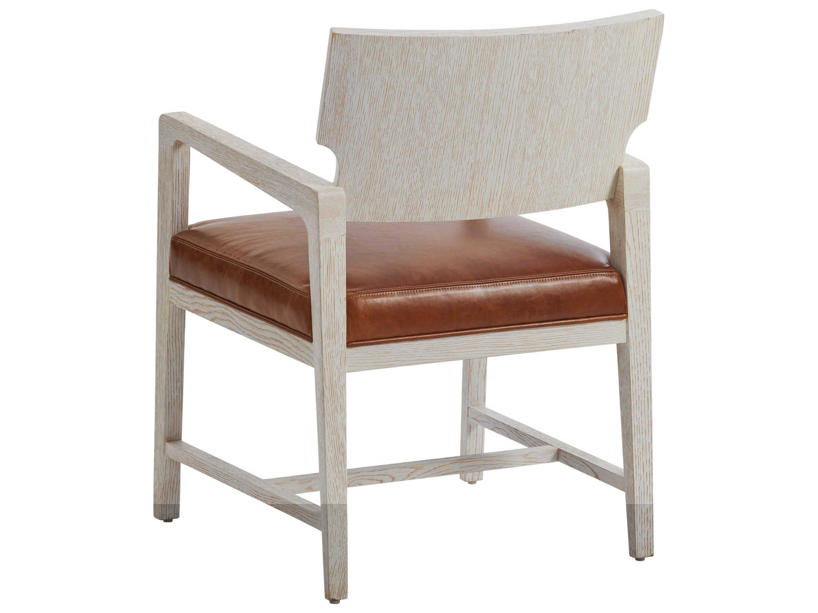 Barclay Butera Carmel Ridgewood Leather Brown Upholstered Arm Dining Chair