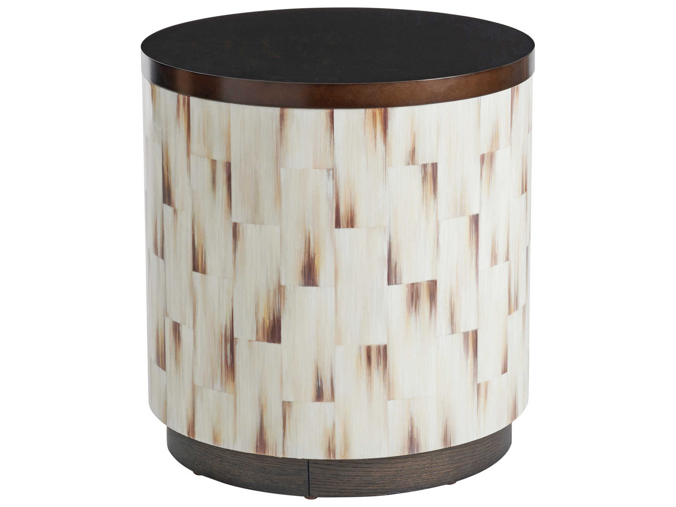 Barclay Butera Park City Crescent Commode Round Metal End Table