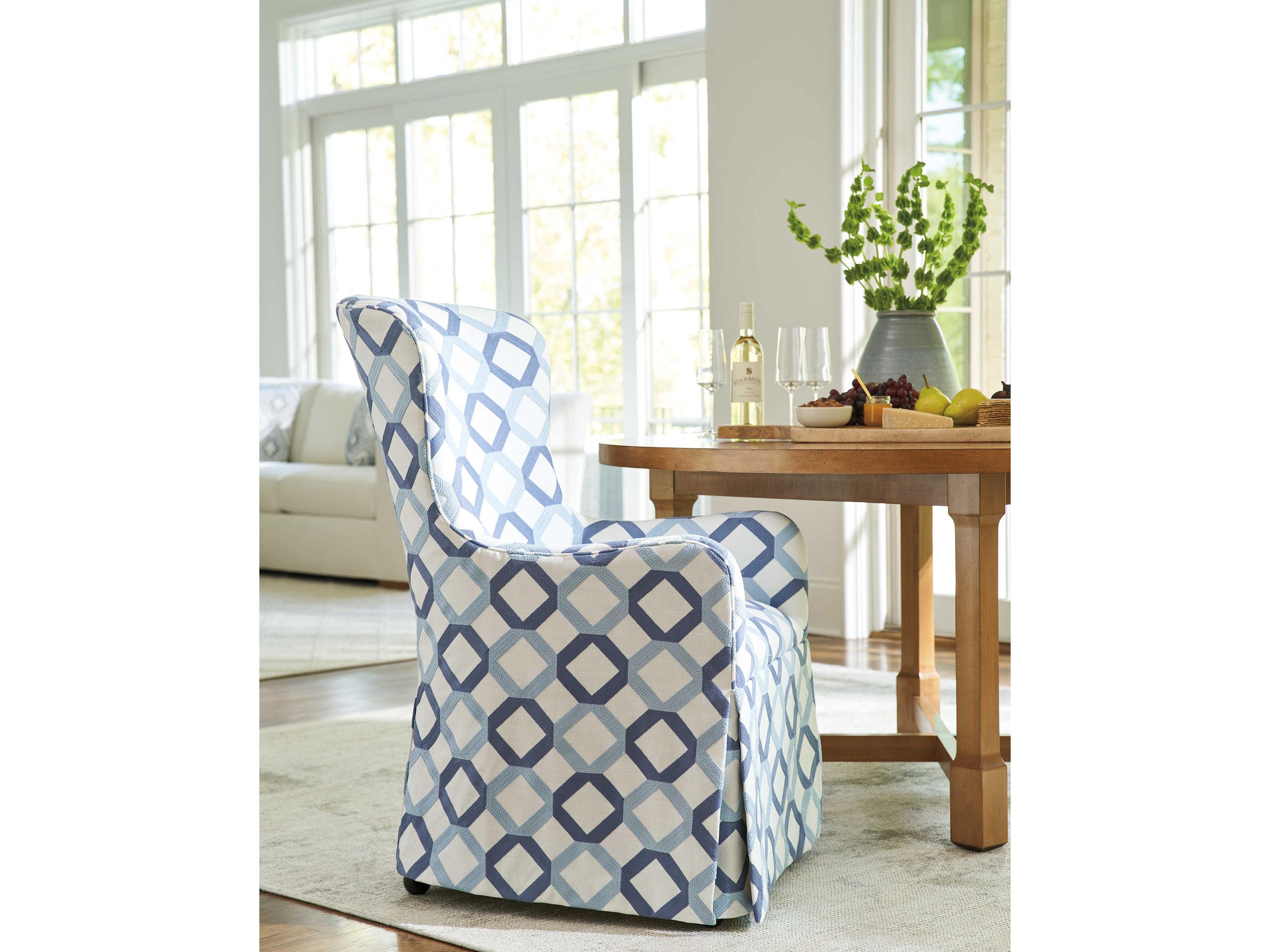 Barclay Butera Laguna Aliso Blue Upholstered Arm Dining Chair