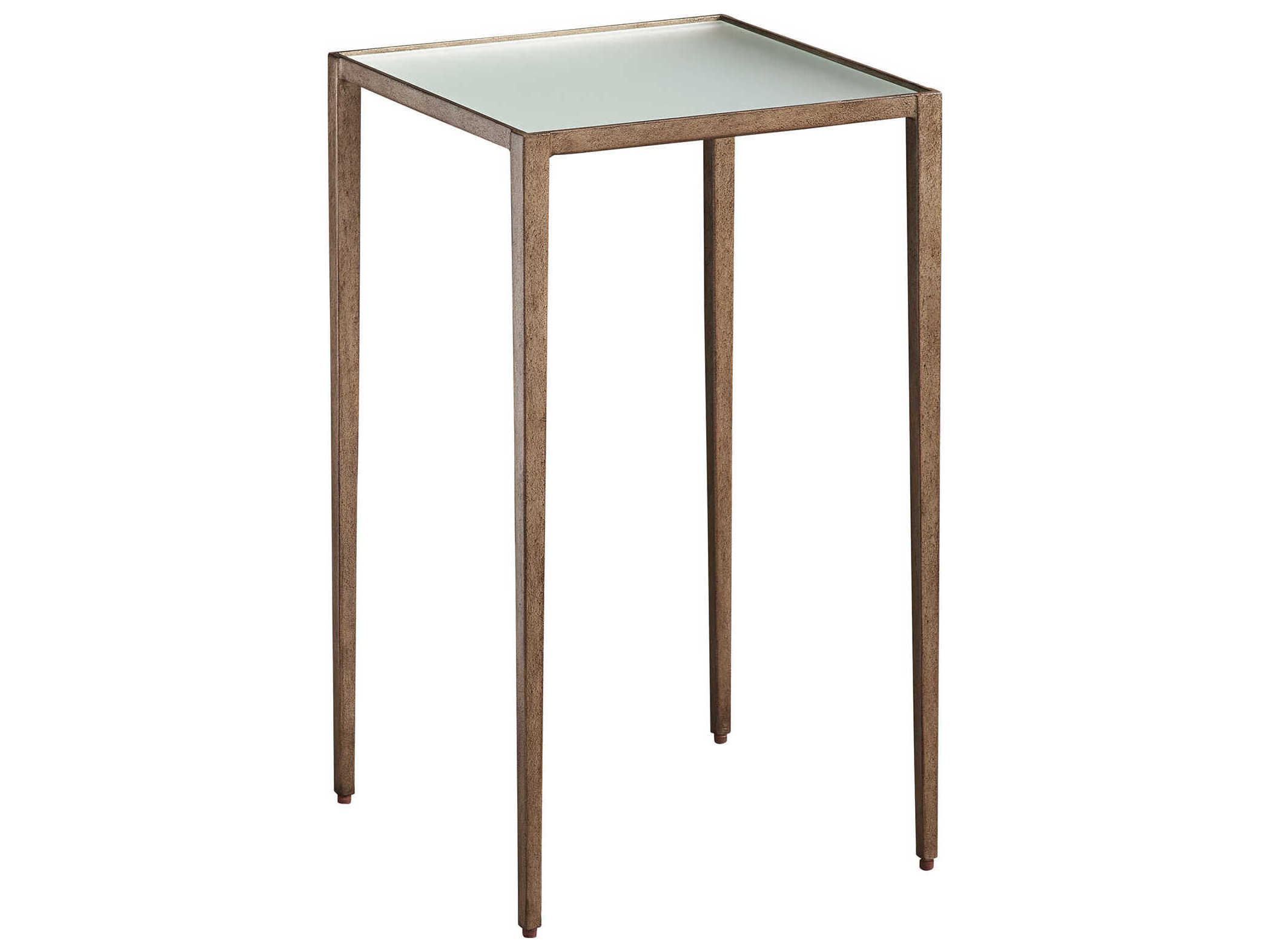 Barclay Butera Laguna Wyland Square Mirror Textured Brass End Table