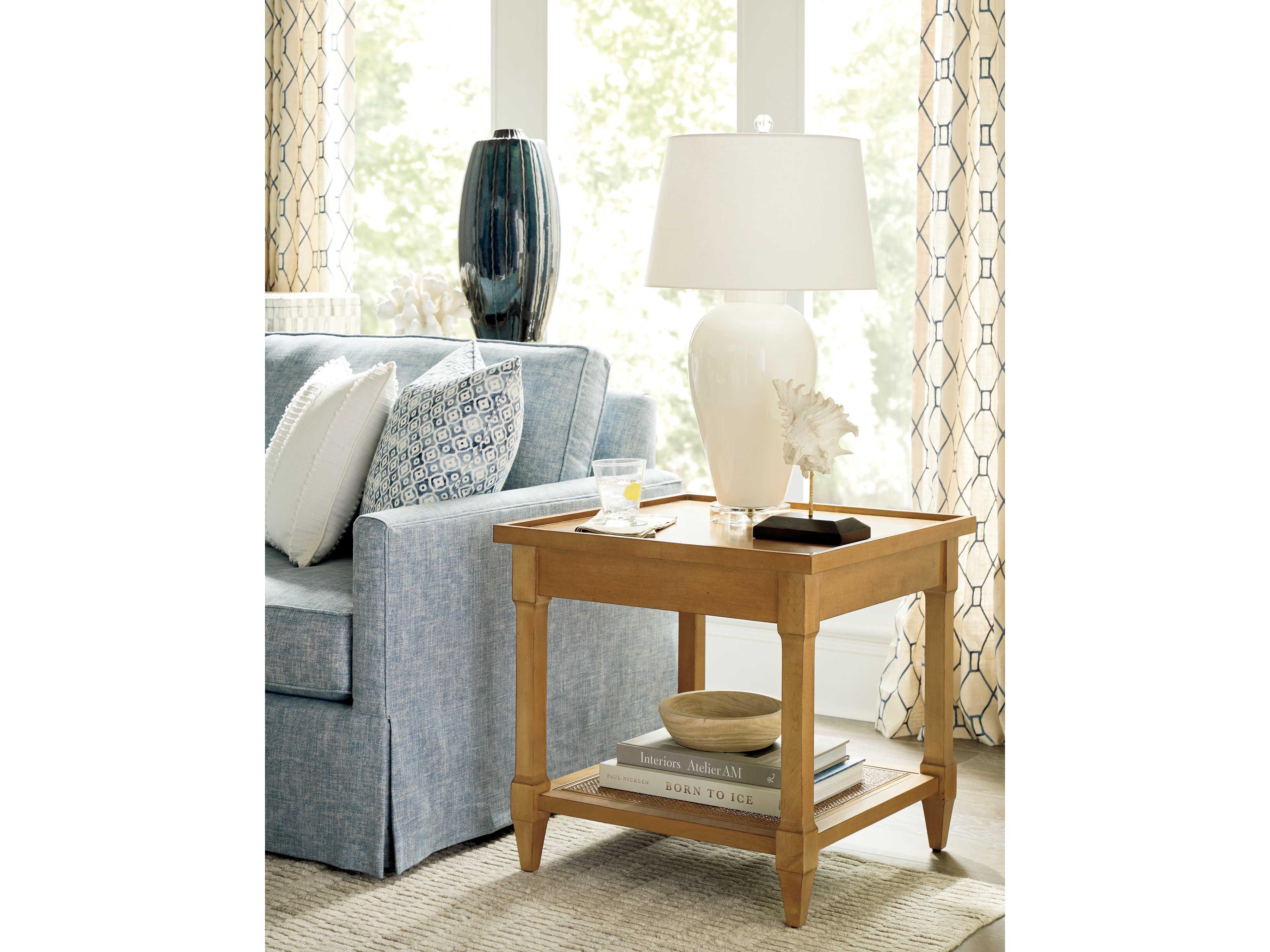 Barclay Butera Laguna Temple Square Wood Table Rock End