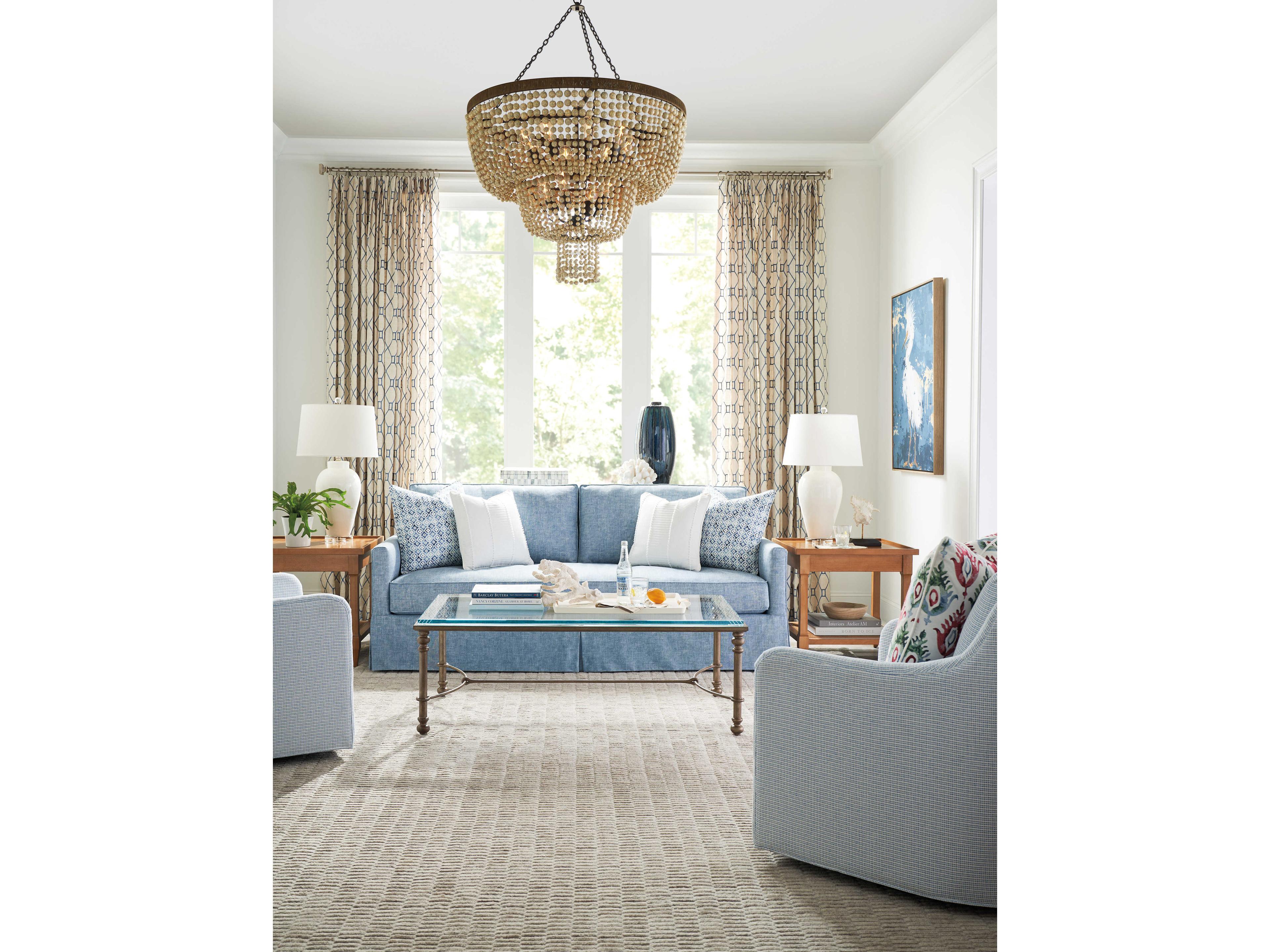 Barclay Butera Laguna Temple Square Wood Table Rock End