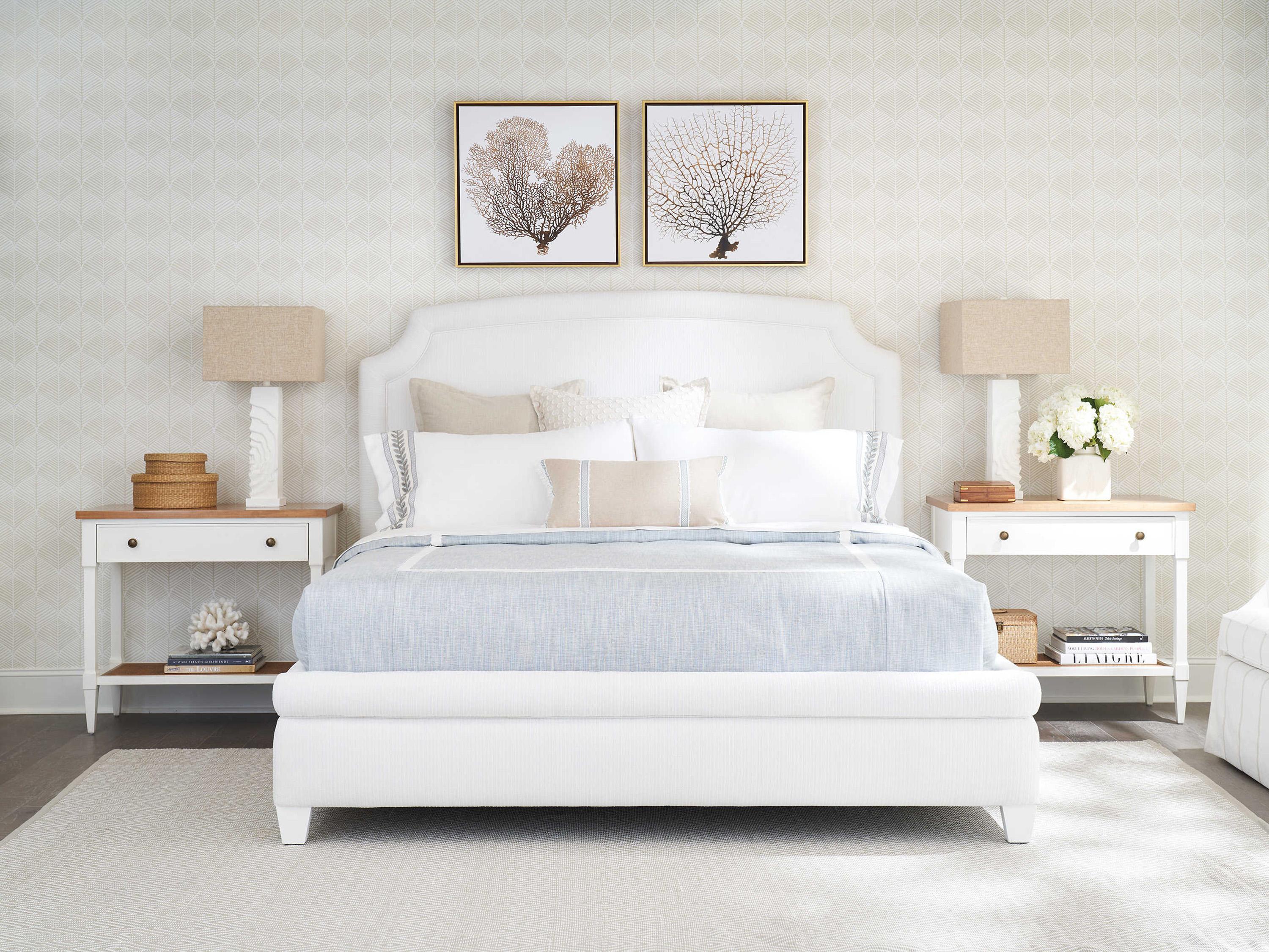 Barclay Butera Upholstery Avalon White Tides Upholstered King Panel Bed