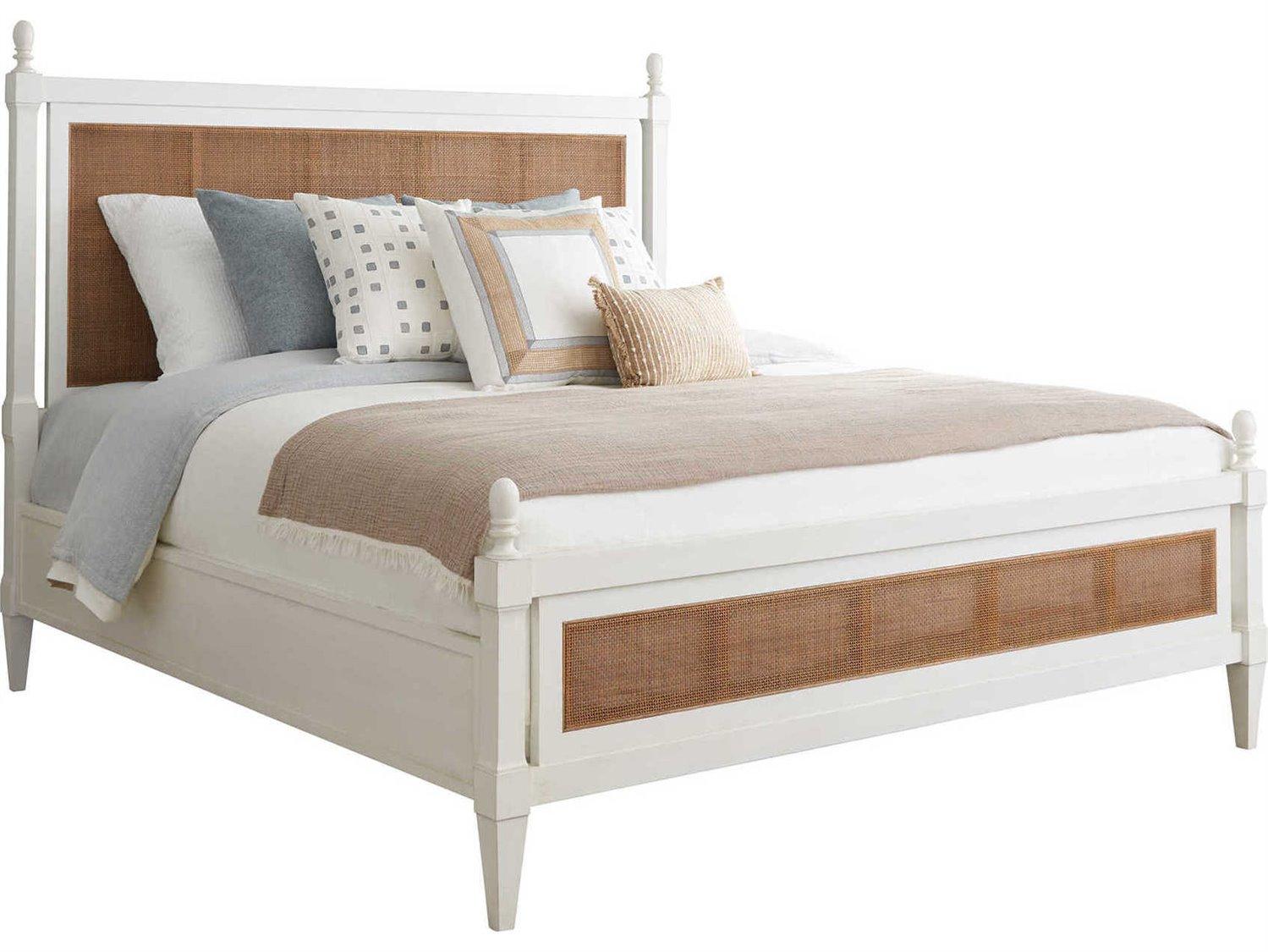 Barclay Butera Laguna Strand White Tides Brown Wood King Four Poster Bed