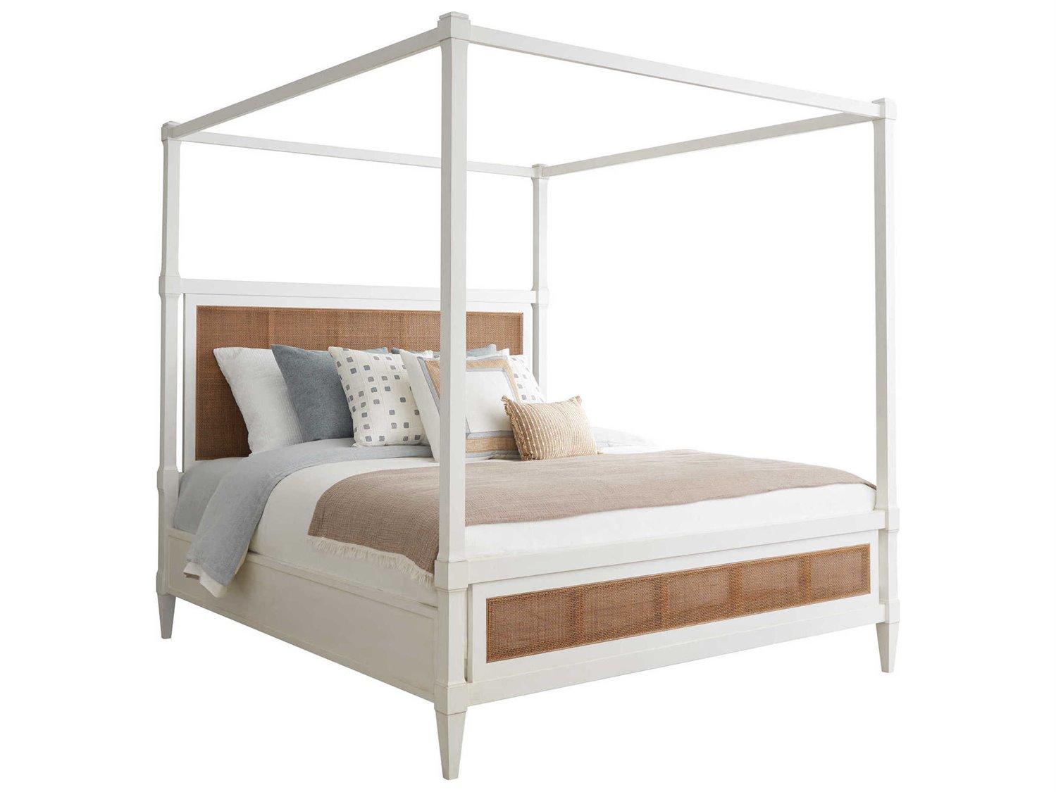 Barclay Butera Laguna Strand White Tides Brown Wood California King Four Poster Bed