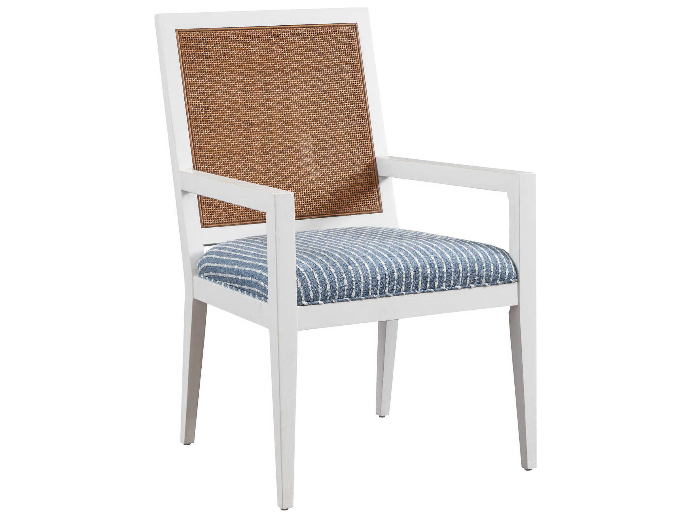 Barclay Butera Laguna Smithcliff Woven Blue Upholstered Arm Dining Chair