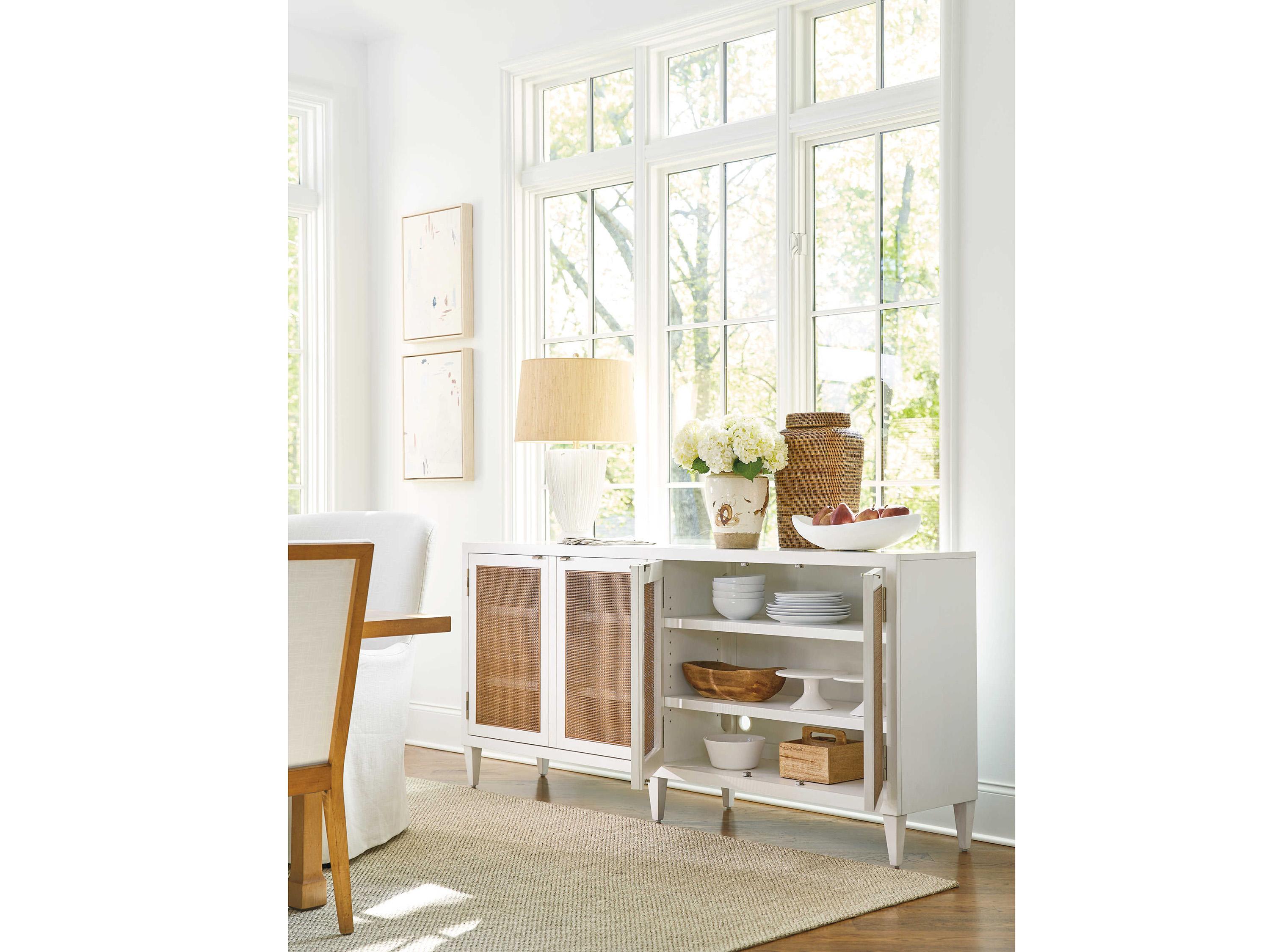 Barclay Butera Laguna Bluebird Rectangular Wood Tide Linen Table Rock Console