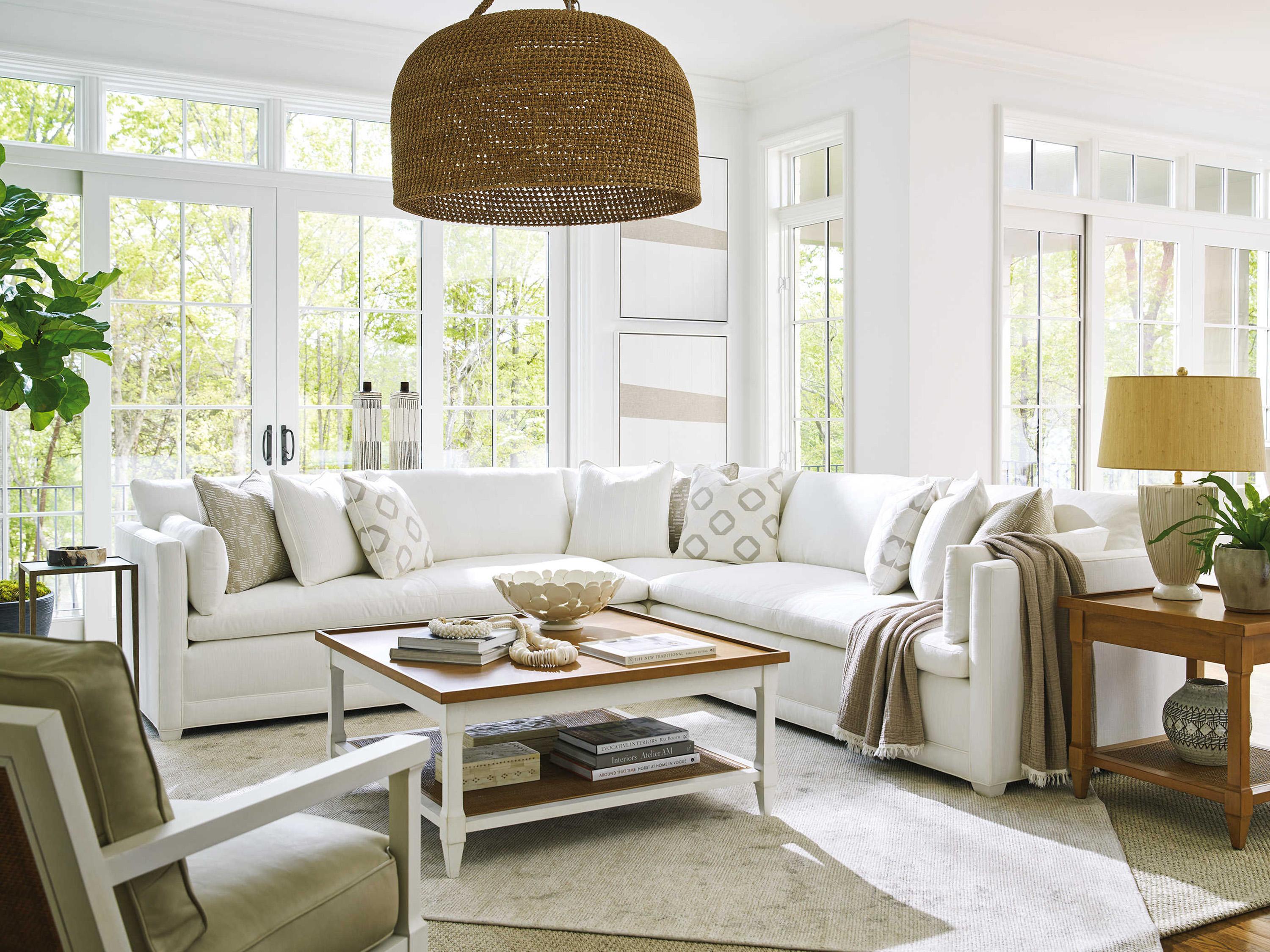 Barclay Butera Laguna Temple Square Wood Table Rock Tides Linen Cocktail