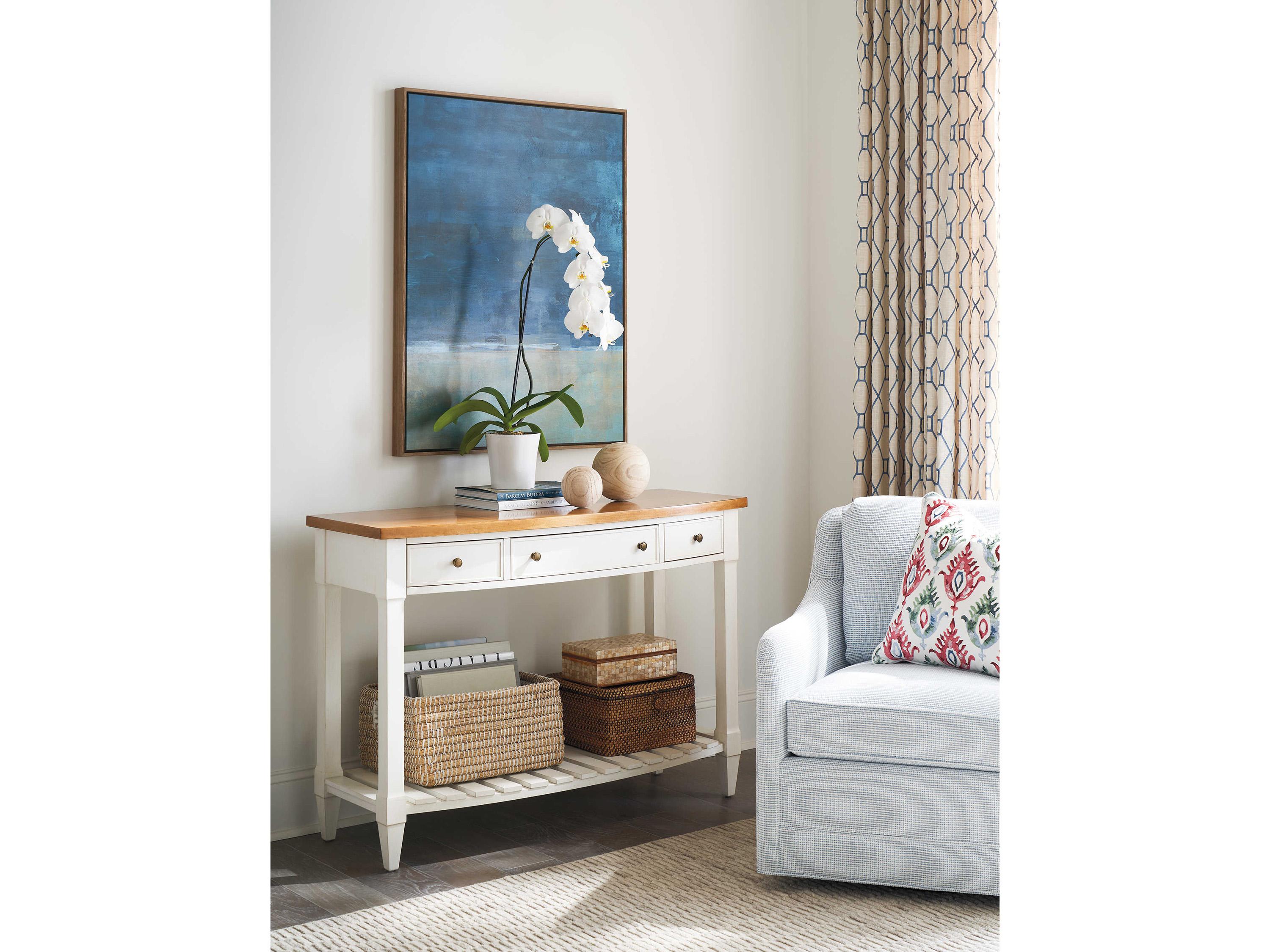Barclay Butera Laguna Temple Wood Table Rock Tides Linen Console
