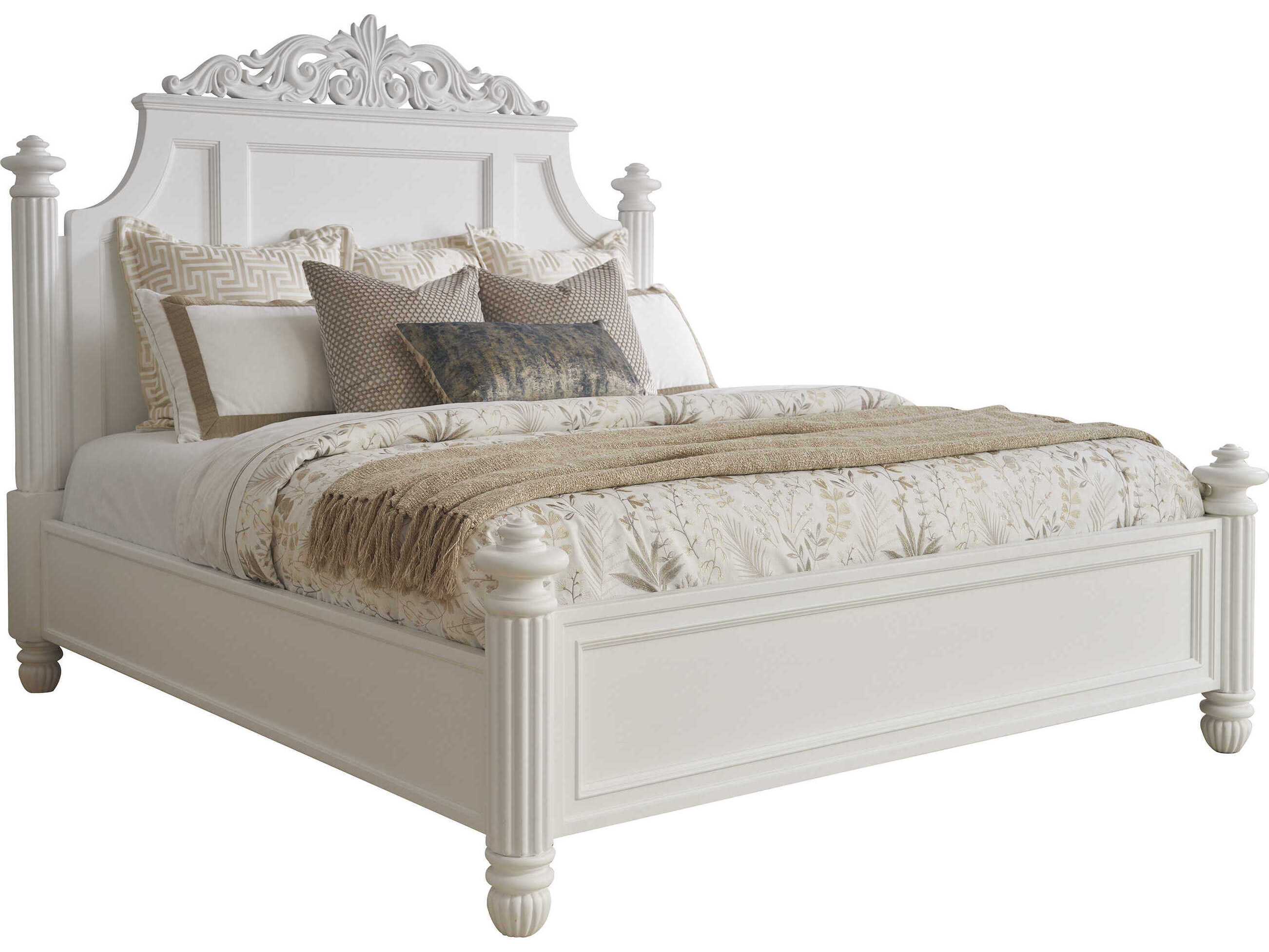 Barclay Butera Villa Blanca Santorini Mallet White Wood King Panel Bed