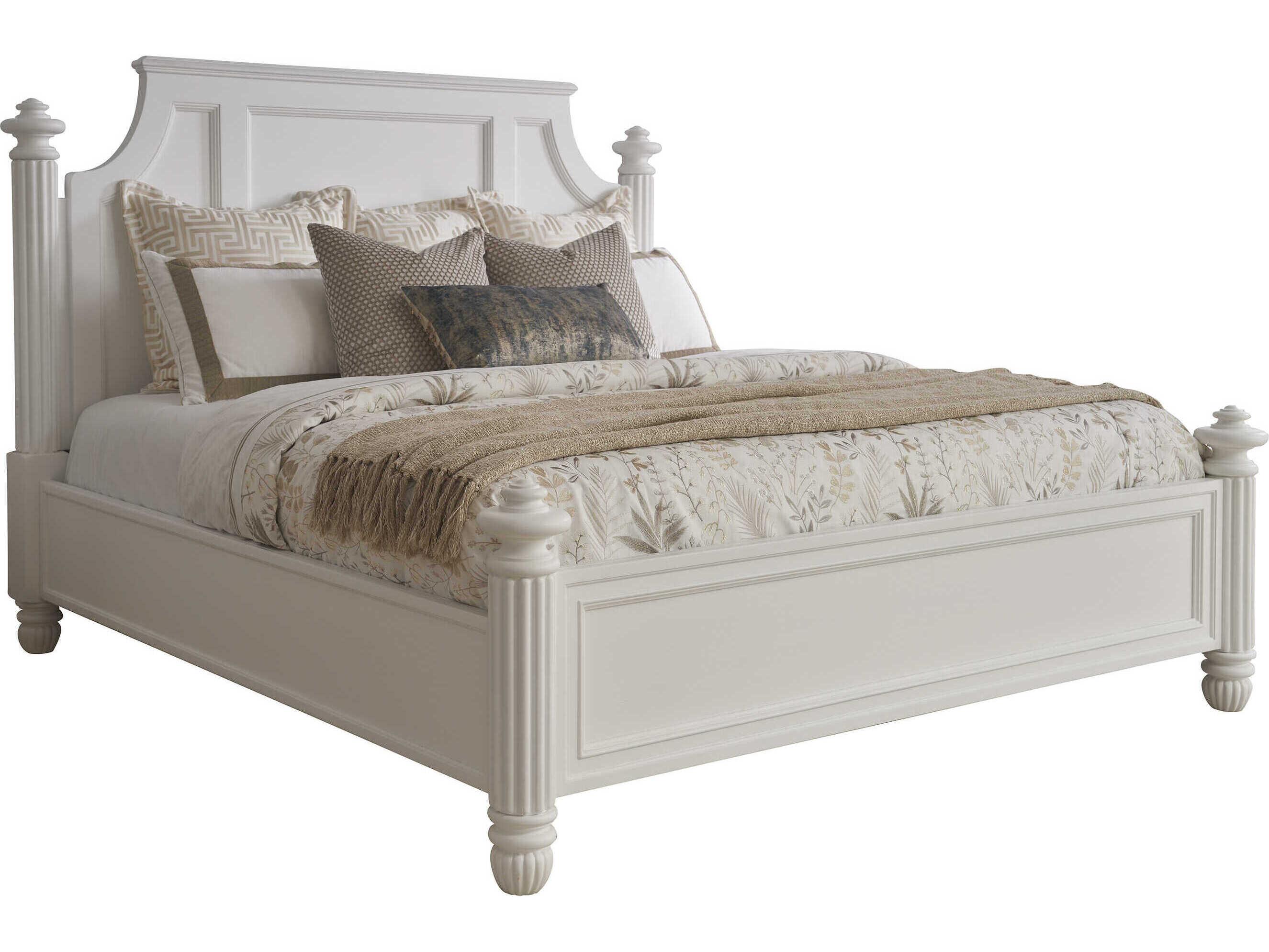 Barclay Butera Villa Blanca Santorini Mallet White Wood California King Panel Bed