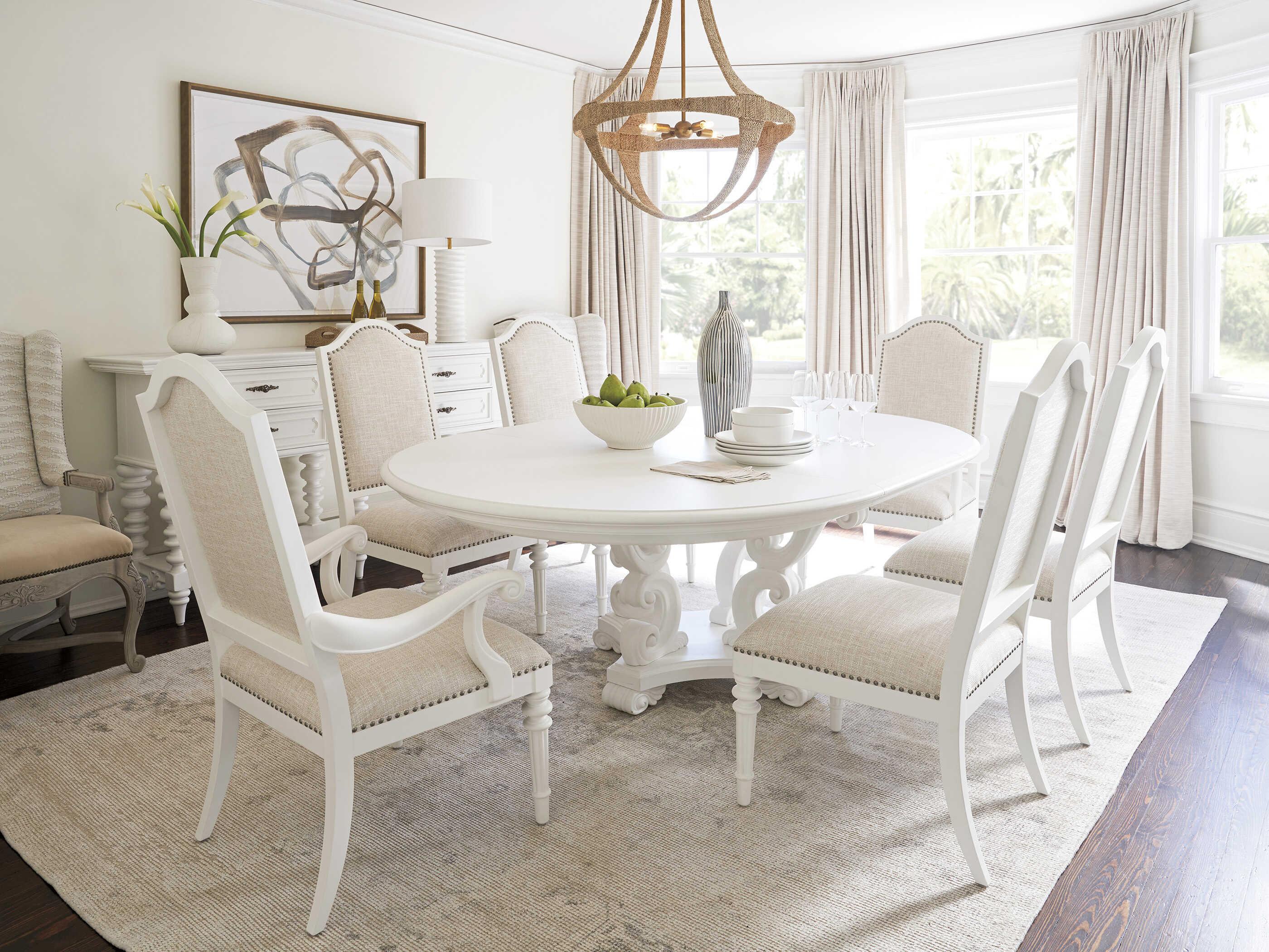 Barclay Butera Villa Blanca Beige Upholstered Corsica Arm Dining Chair