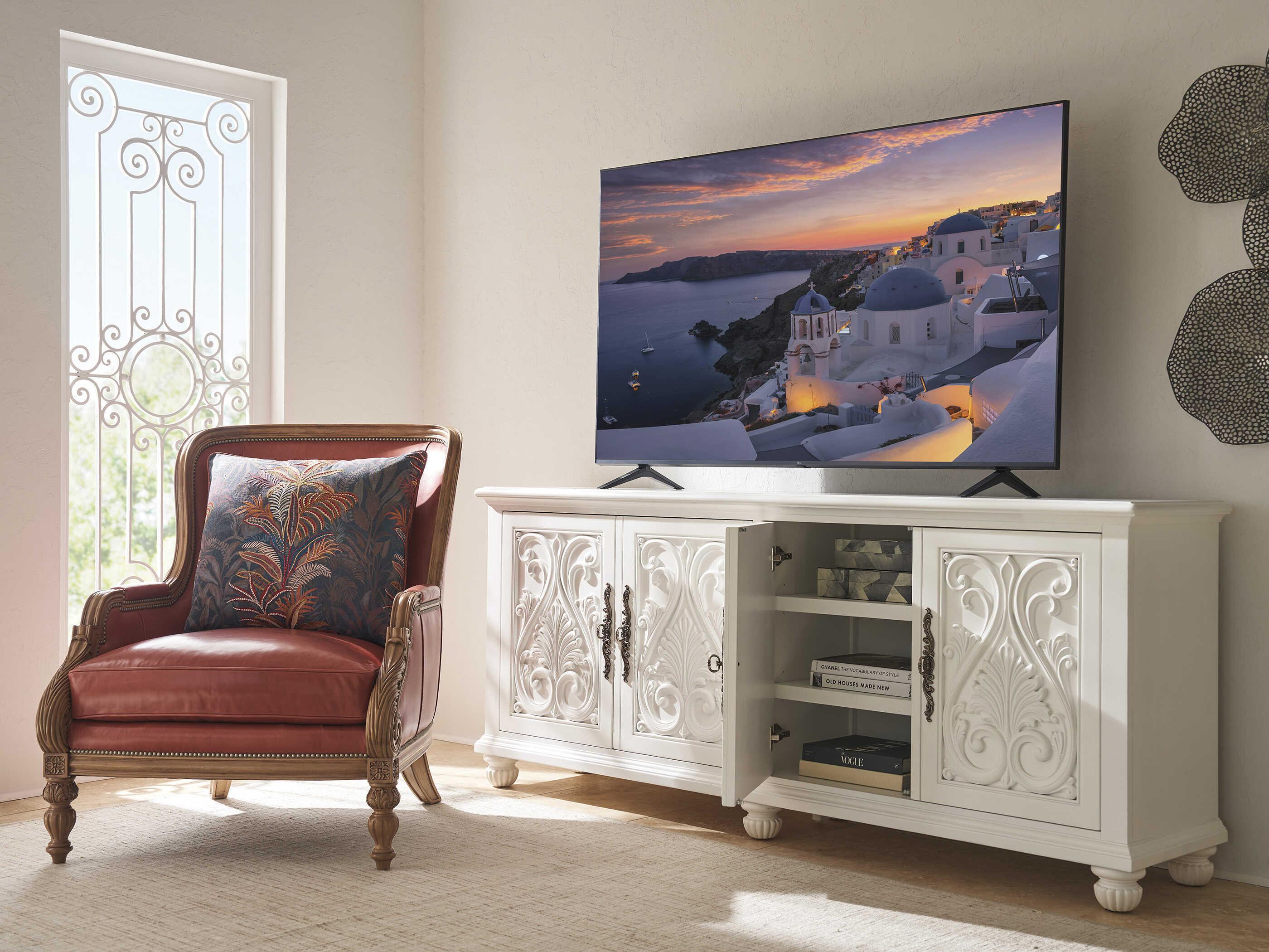 Barclay Butera Villa Blanca 86" Mallet White Catalonia Media Console