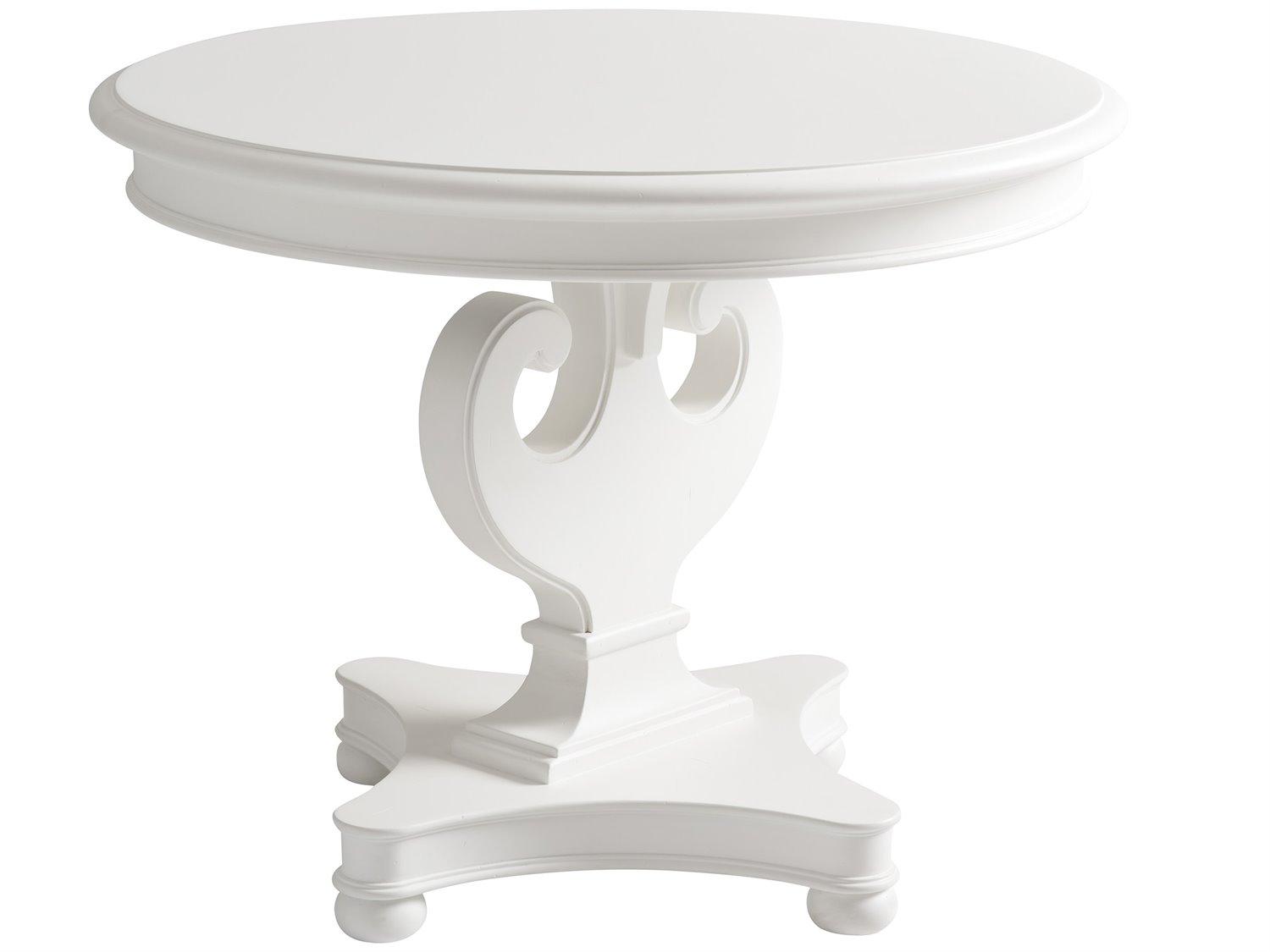 Barclay Butera Villa Blanca Round Wood Mallet White Athenia End Table