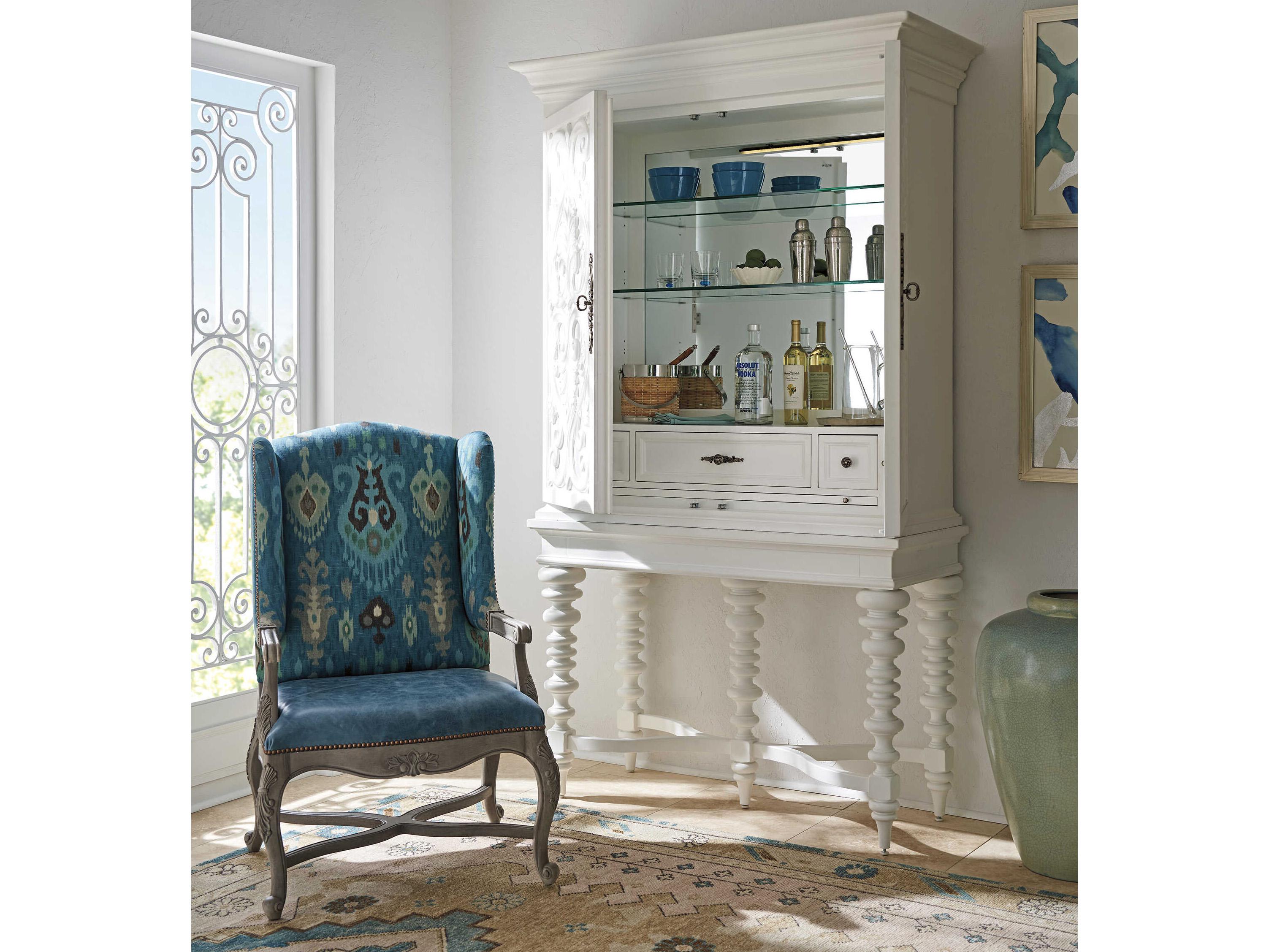 Barclay Butera Villa Blanca Mallet White Bar Cabinet