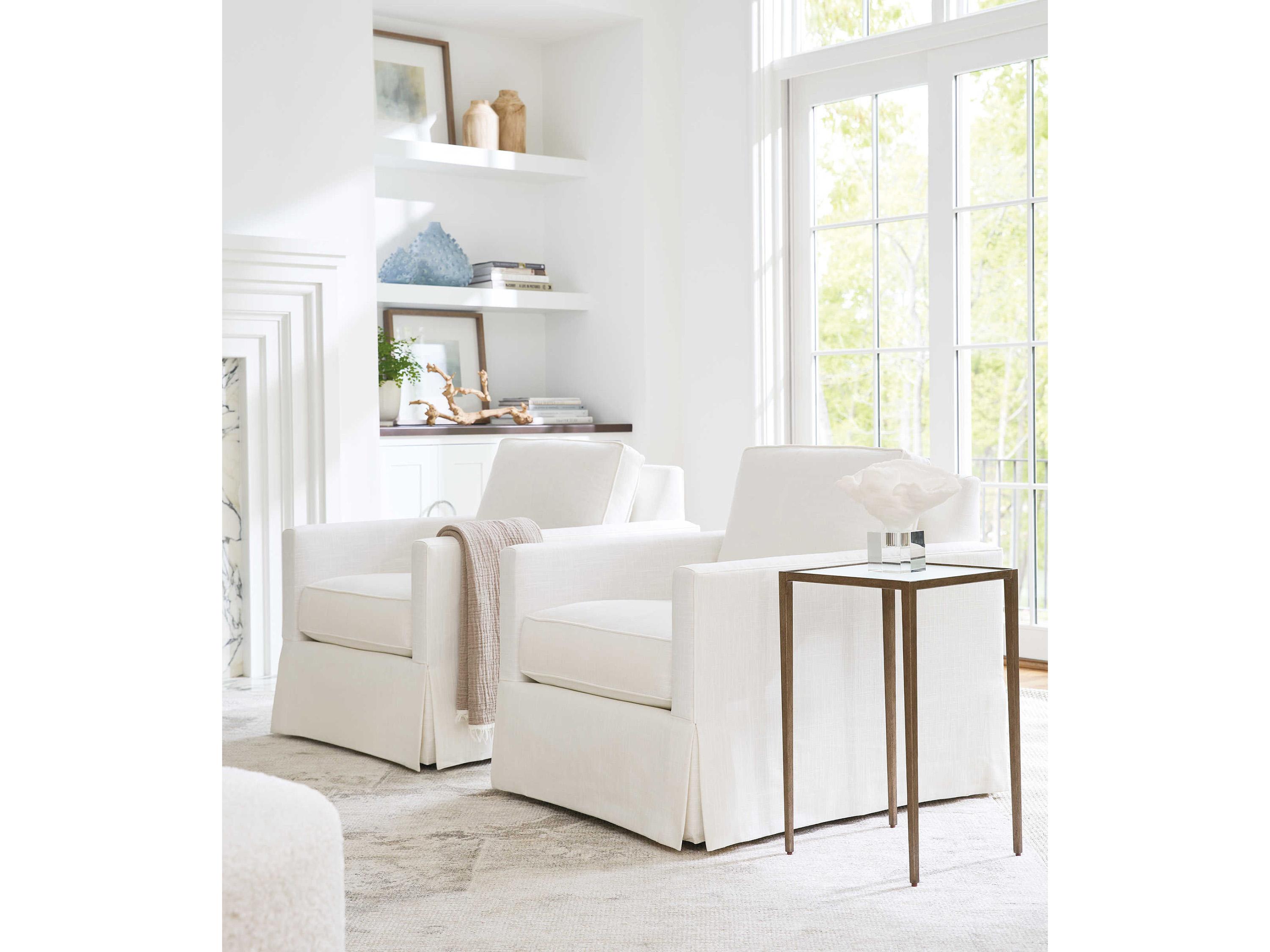 Barclay Butera Upholstery Beach Club Fabric Swivel White Accent Chair