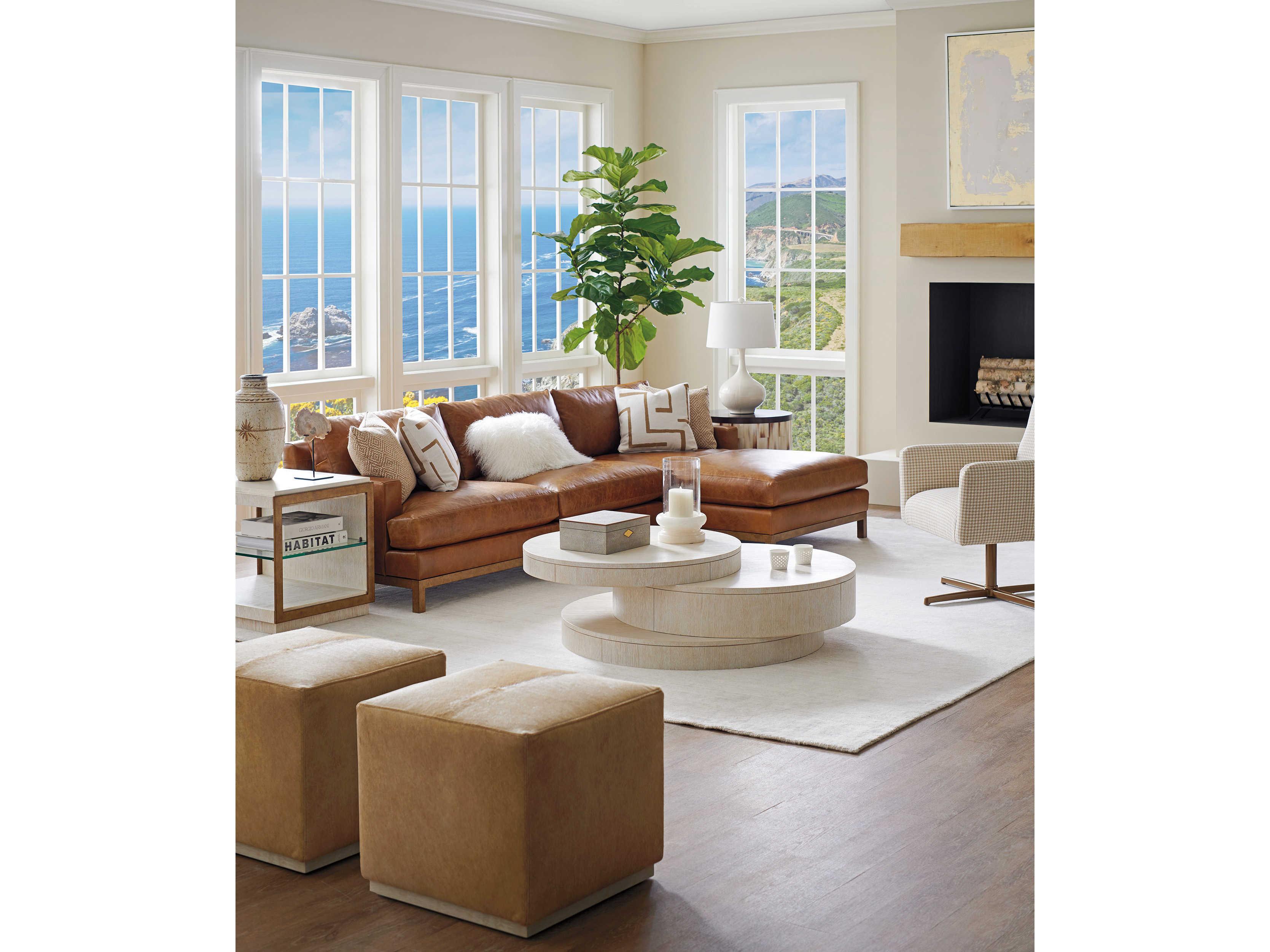 Barclay Butera Upholstery Horizon Brown Leather Sectional Sofa