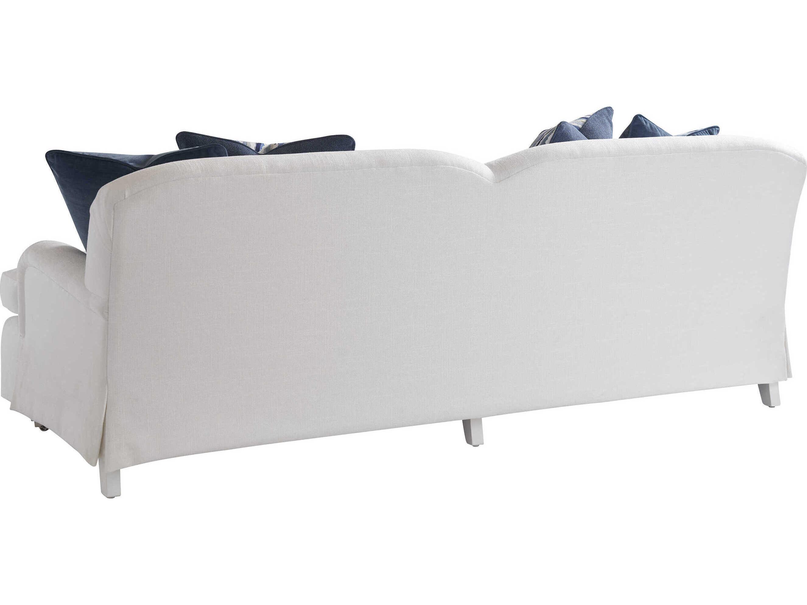 Barclay Butera Upholstery Athos White Upholstered Sofa with Pewter Caster