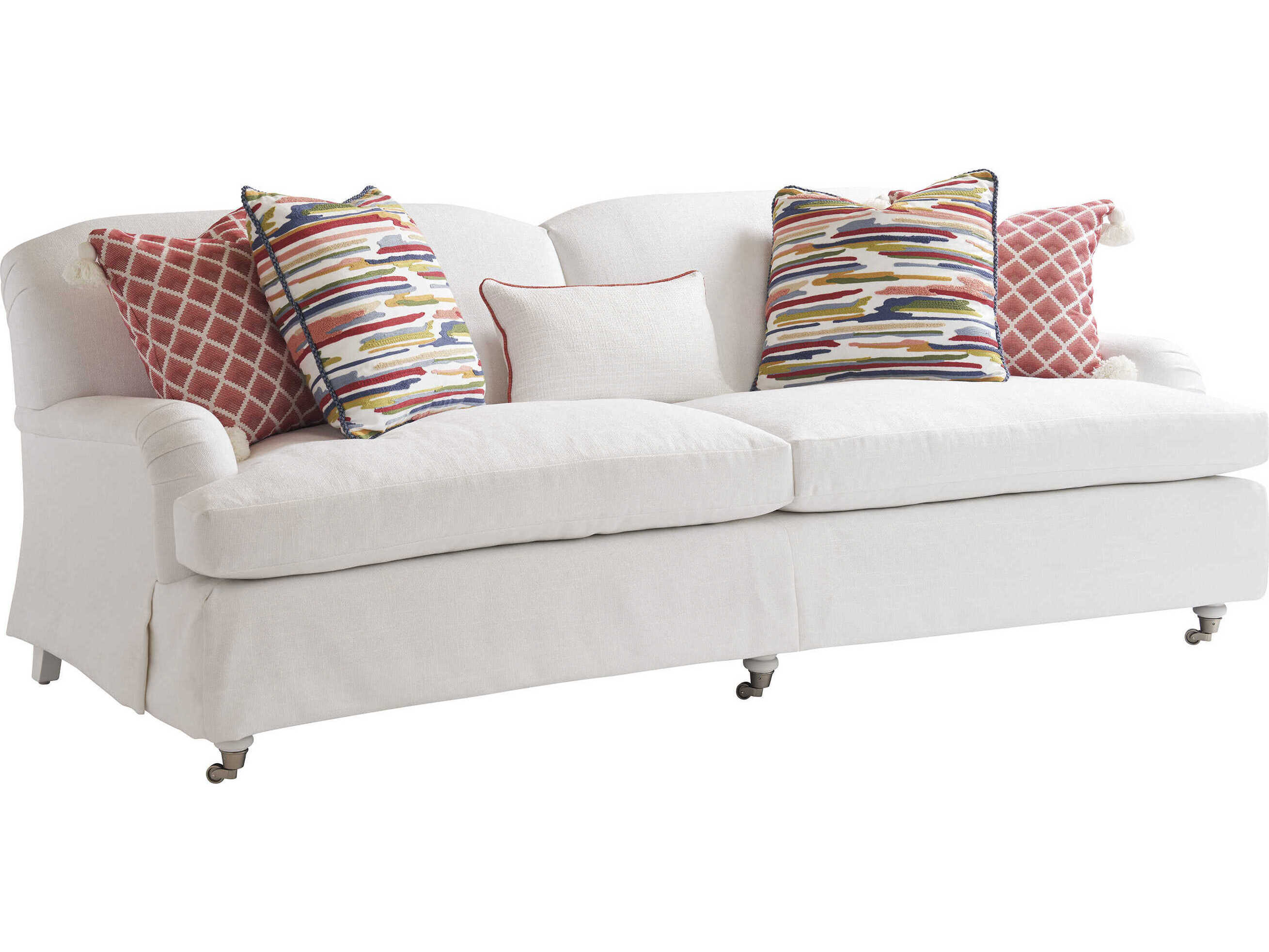 Barclay Butera Upholstery Athos White Upholstered Sofa with Pewter Caster