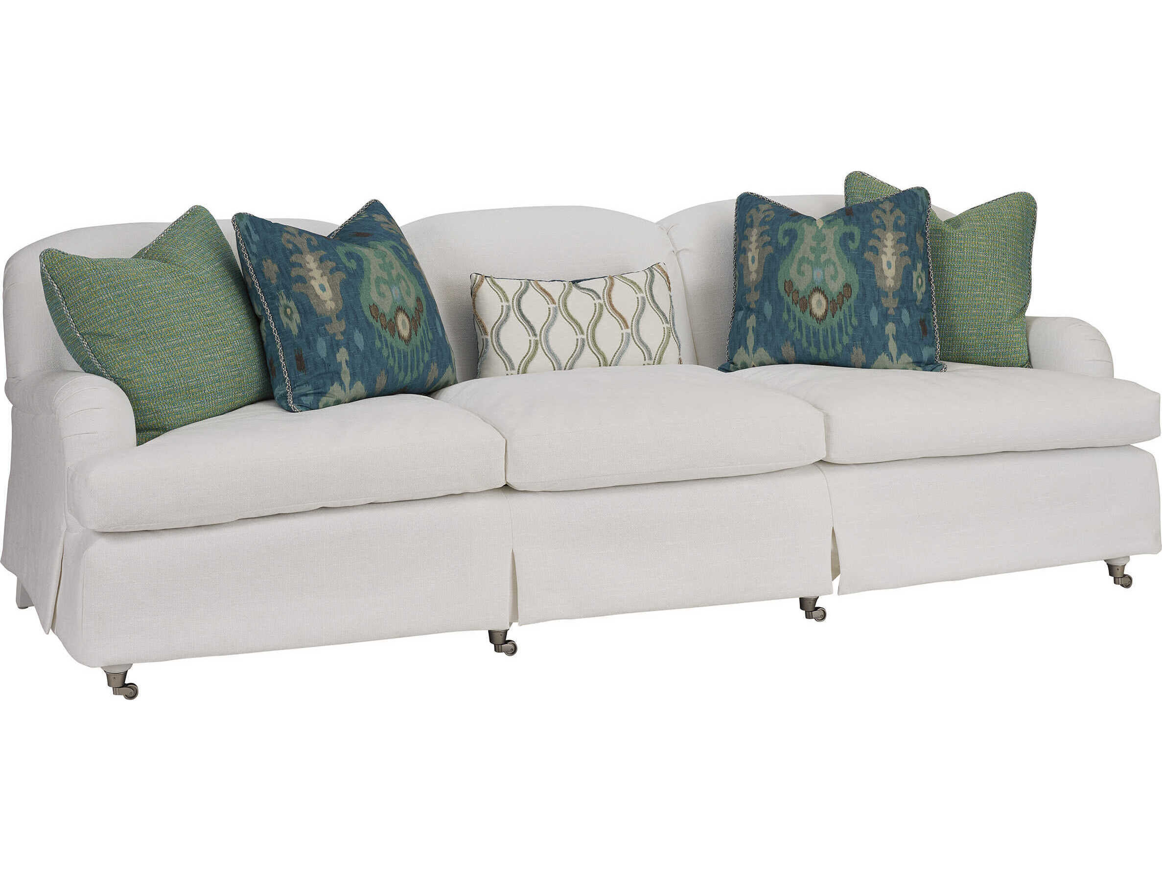 Barclay Butera Upholstery Athos Milano White Upholstered Sofa with Pewter Caster