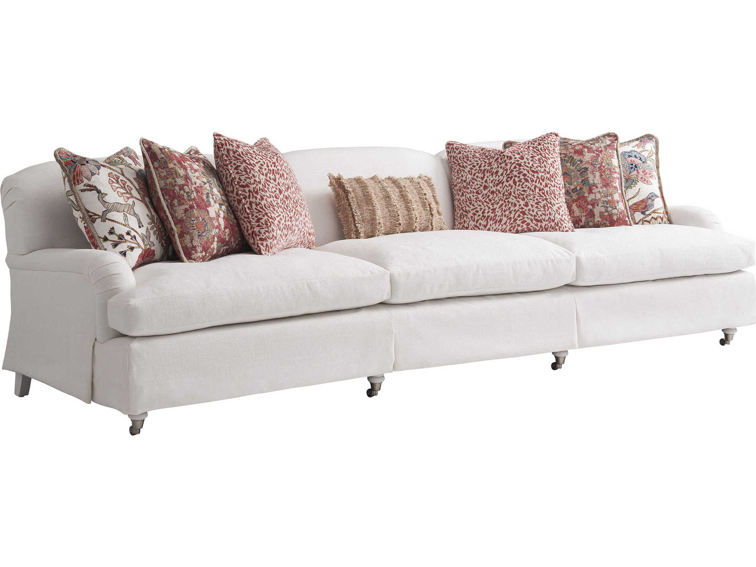 Barclay Butera Upholstery Athos Milano White Upholstered Sofa with Pewter Caster