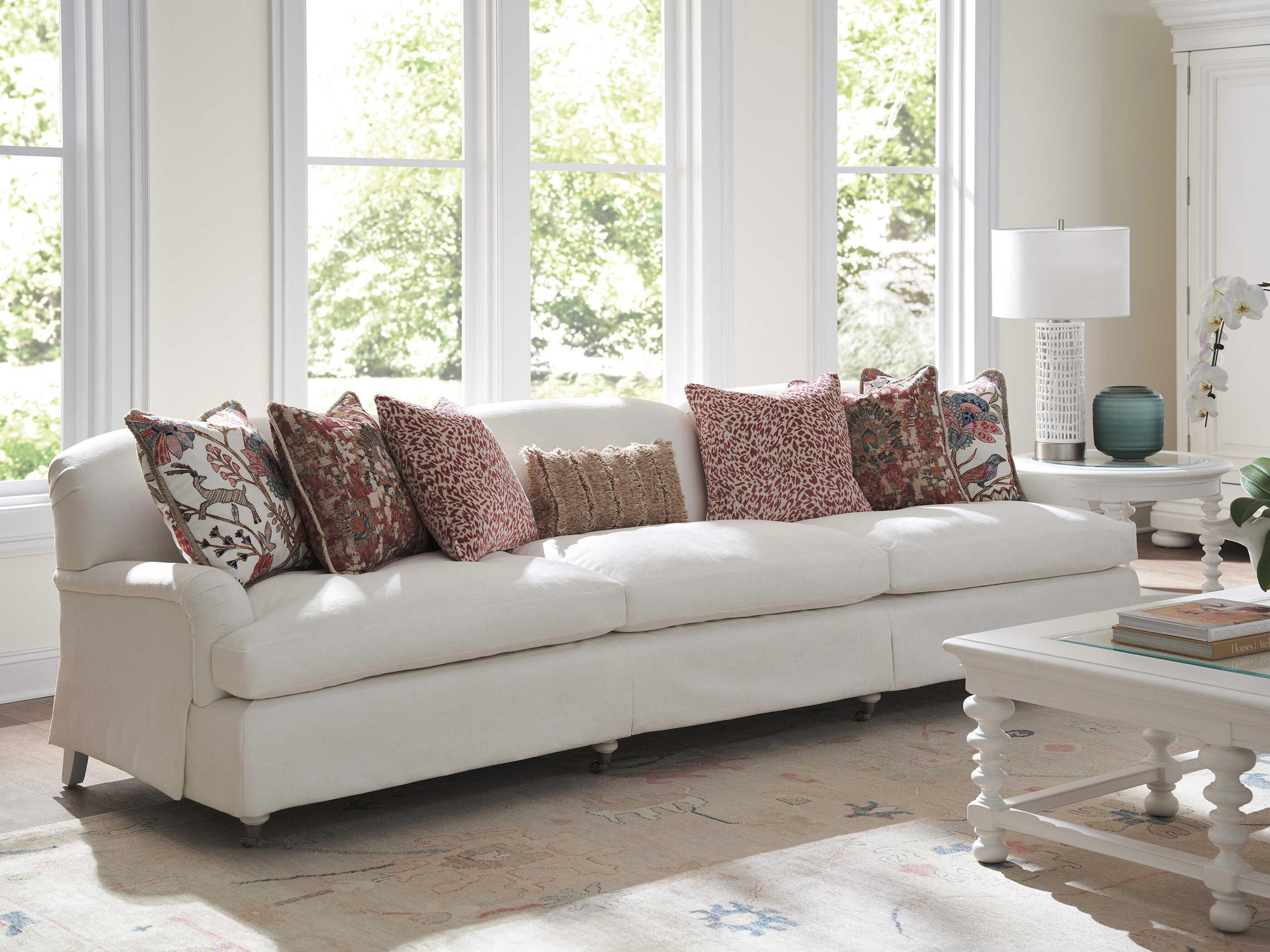 Barclay Butera Upholstery Athos Milano White Upholstered Sofa with Pewter Caster