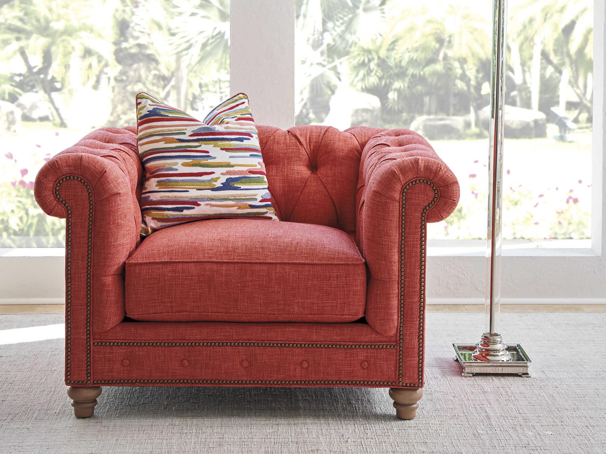 Barclay Butera Upholstery Carmen Red Fabric Accent Chair