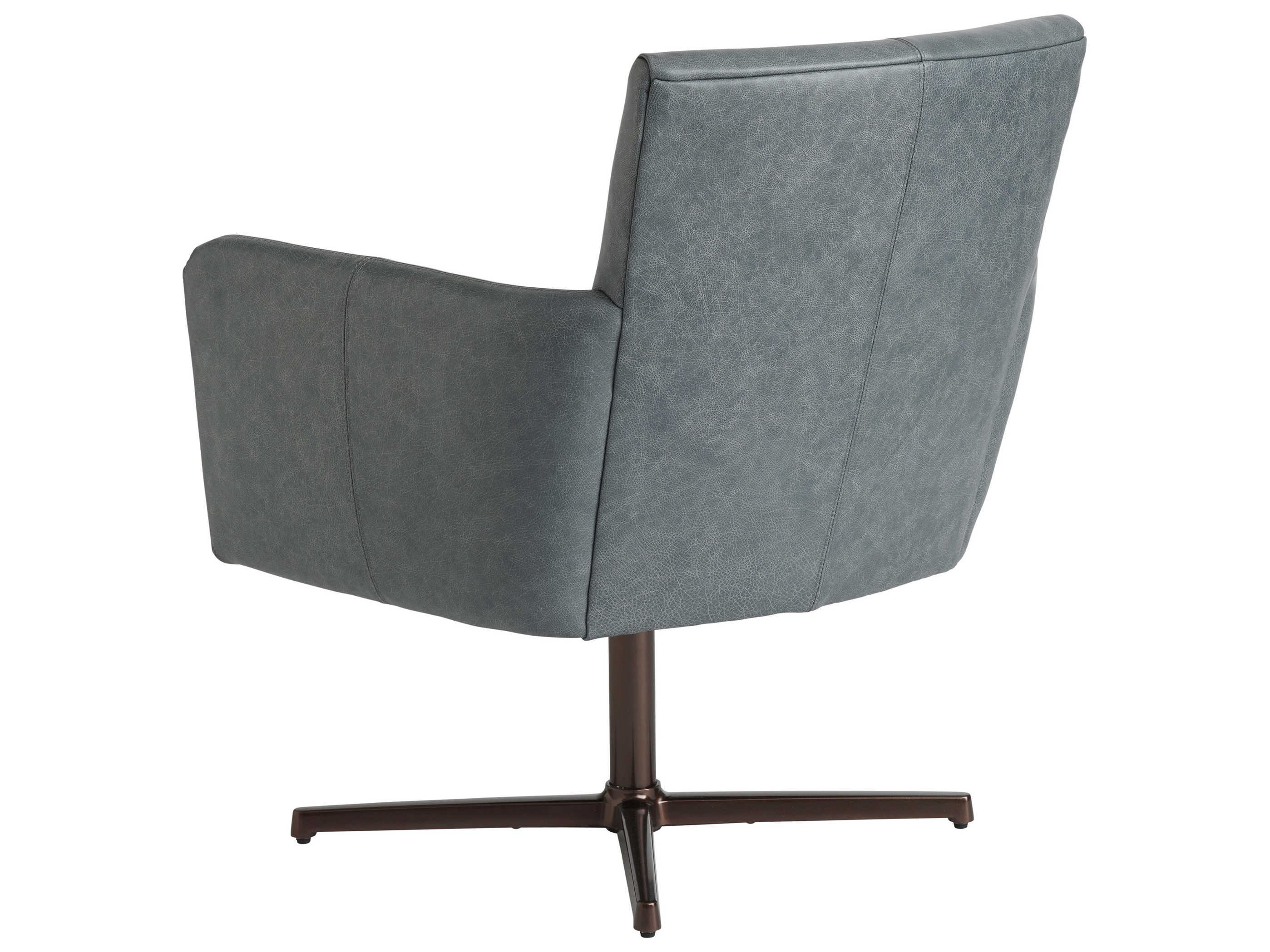 Barclay Butera Upholstery Brooks Swivel Gray Leather Accent Chair