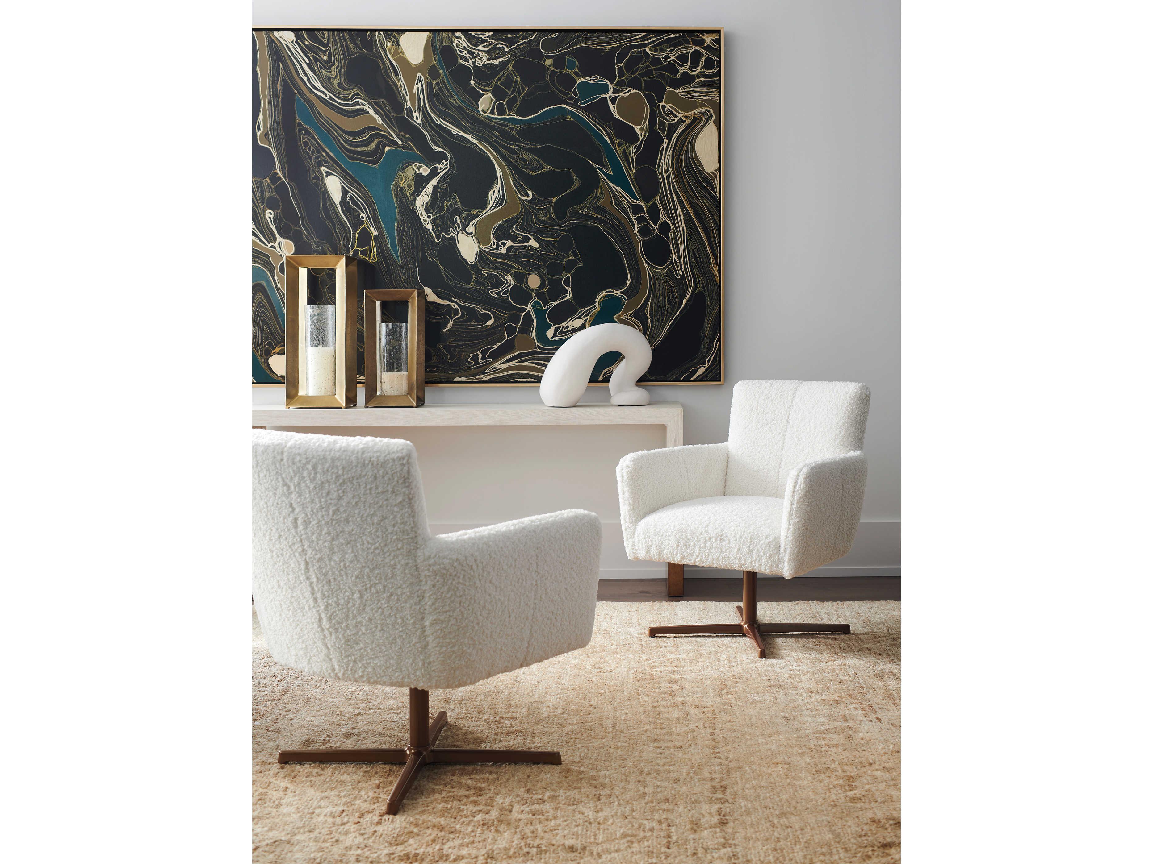 Barclay Butera Upholstery Brooks Swivel White Fabric Accent Chair