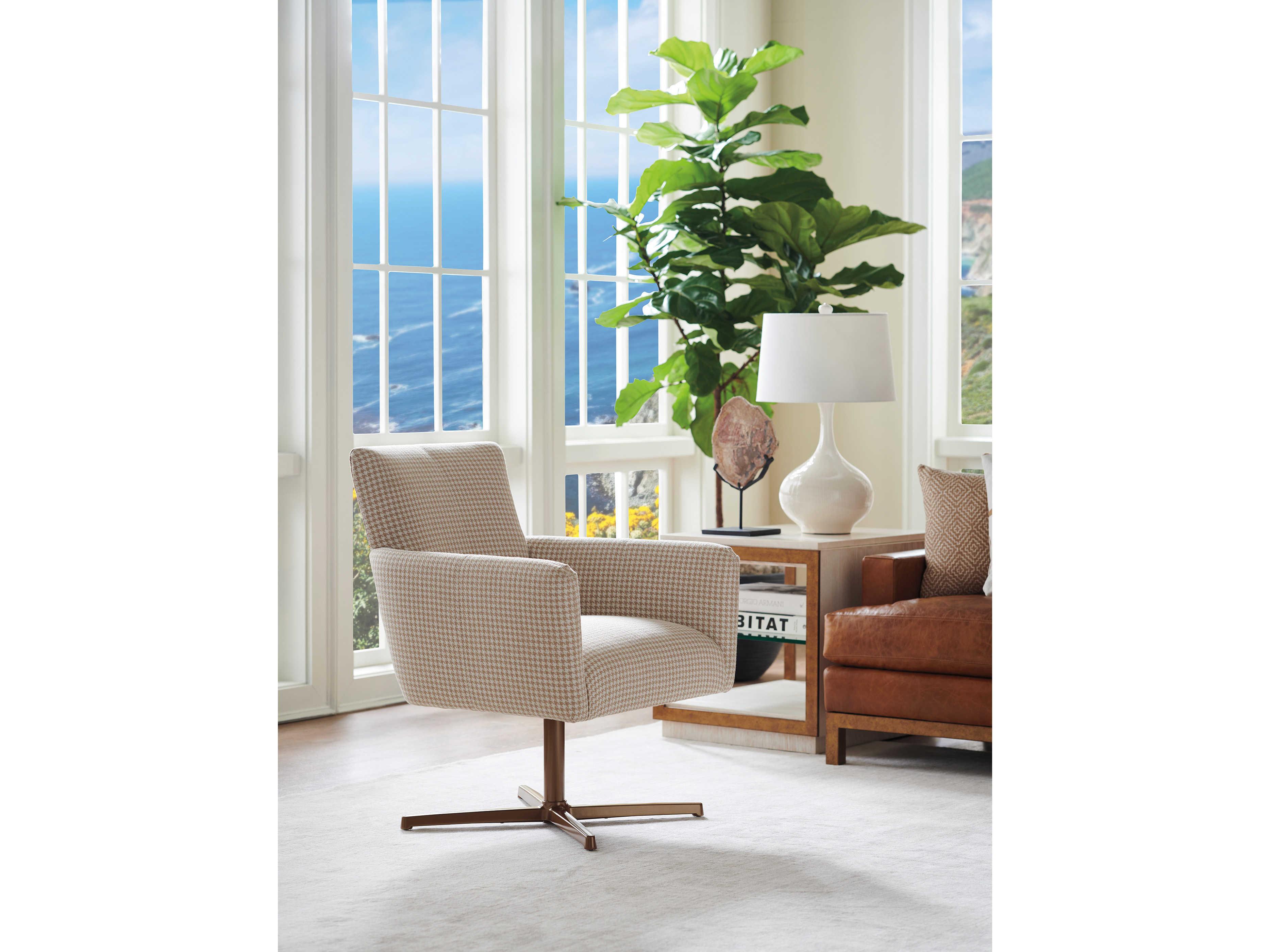 Barclay Butera Upholstery Brooks Swivel Beige Fabric Accent Chair